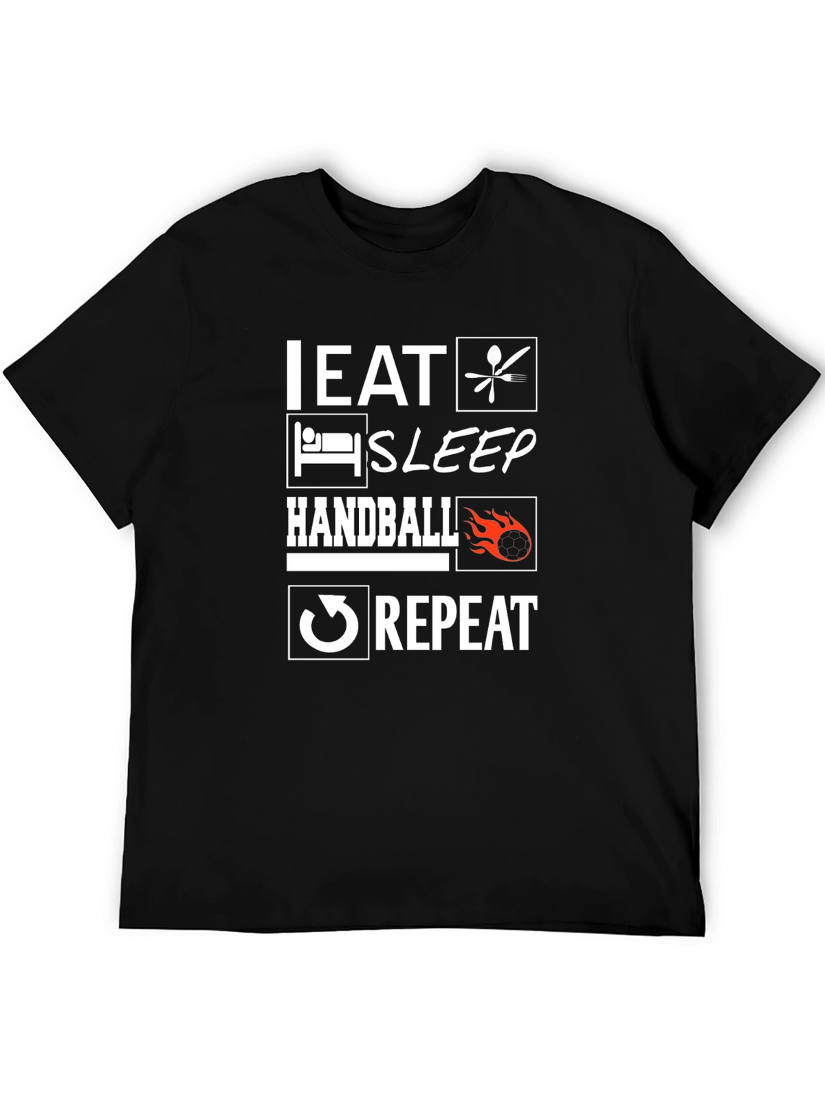 Eat Sleep Handball Repeat Black Graphic Tee