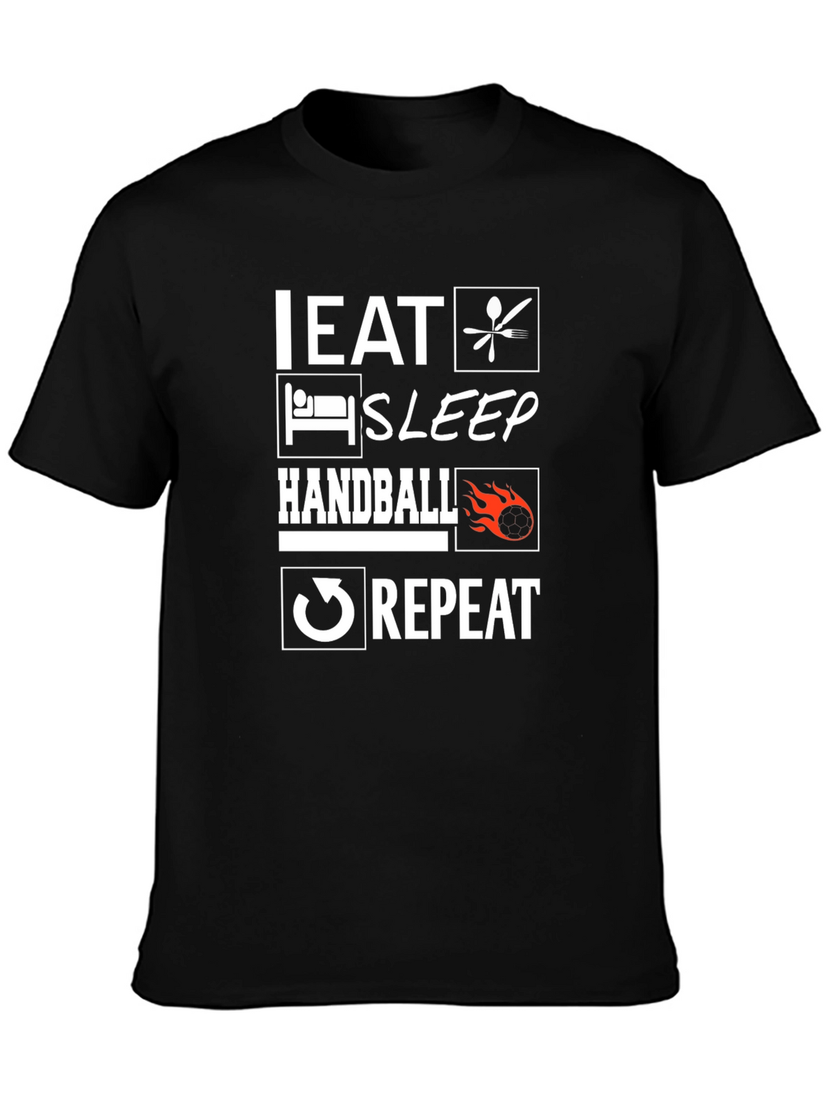 Eat Sleep Handball Repeat Black Graphic Tee