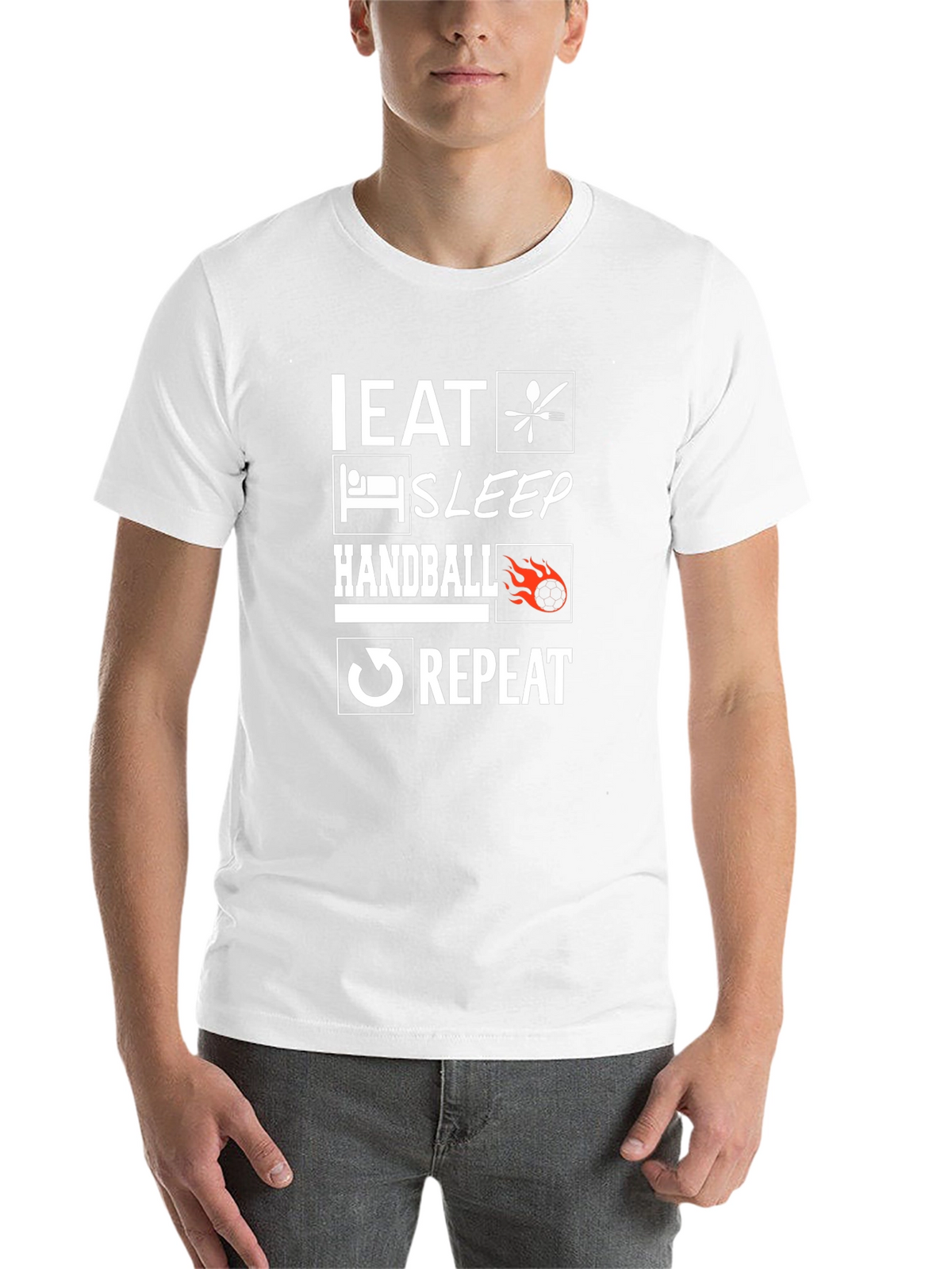 Eat Sleep Handball Repeat Black Graphic Tee