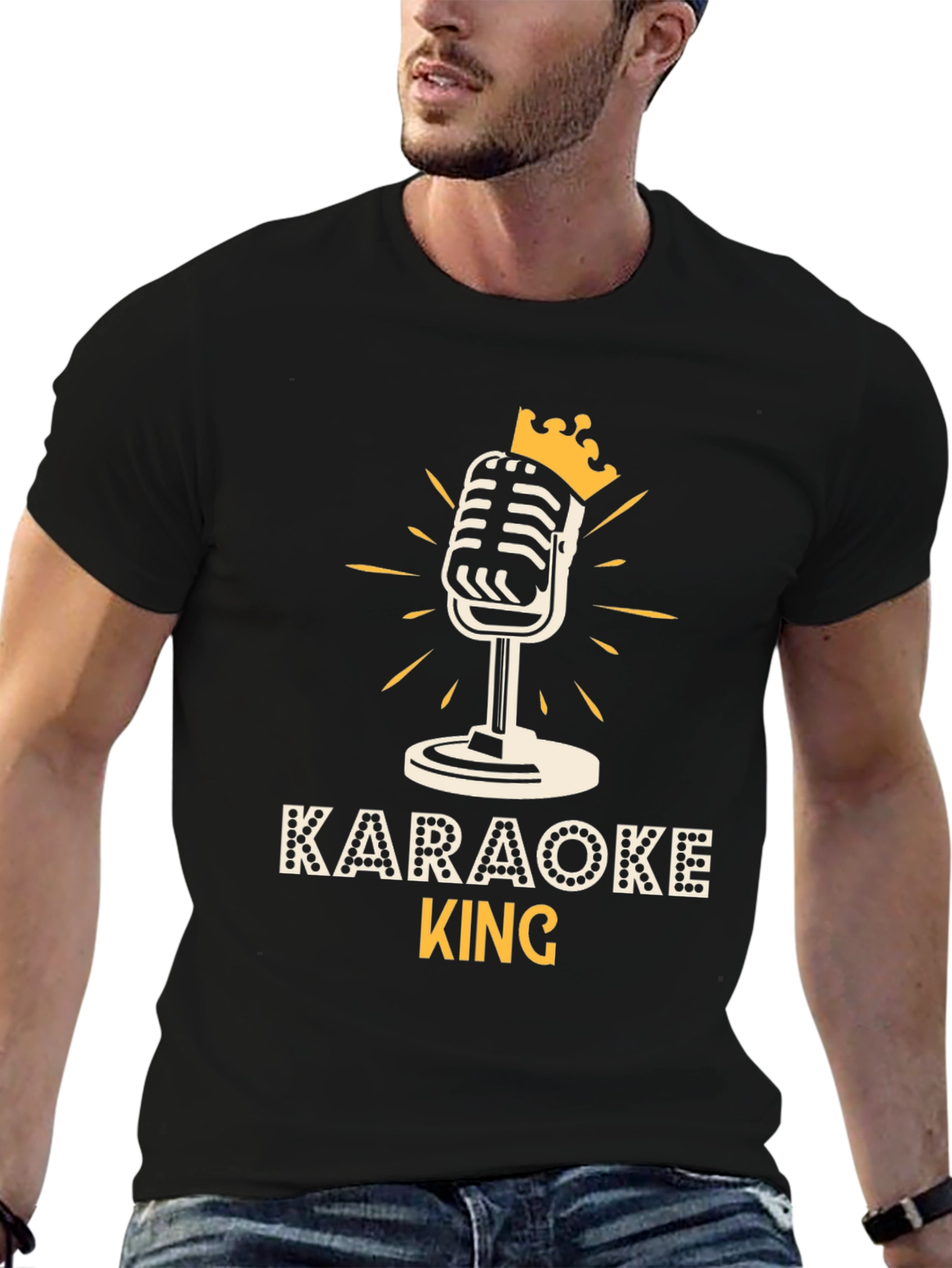 Karaoke King T-Shirt: Microphone Crown Graphic Tee
