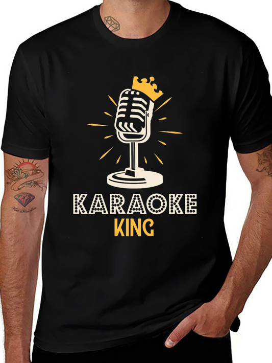 Karaoke King T-Shirt: Microphone Crown Graphic Tee