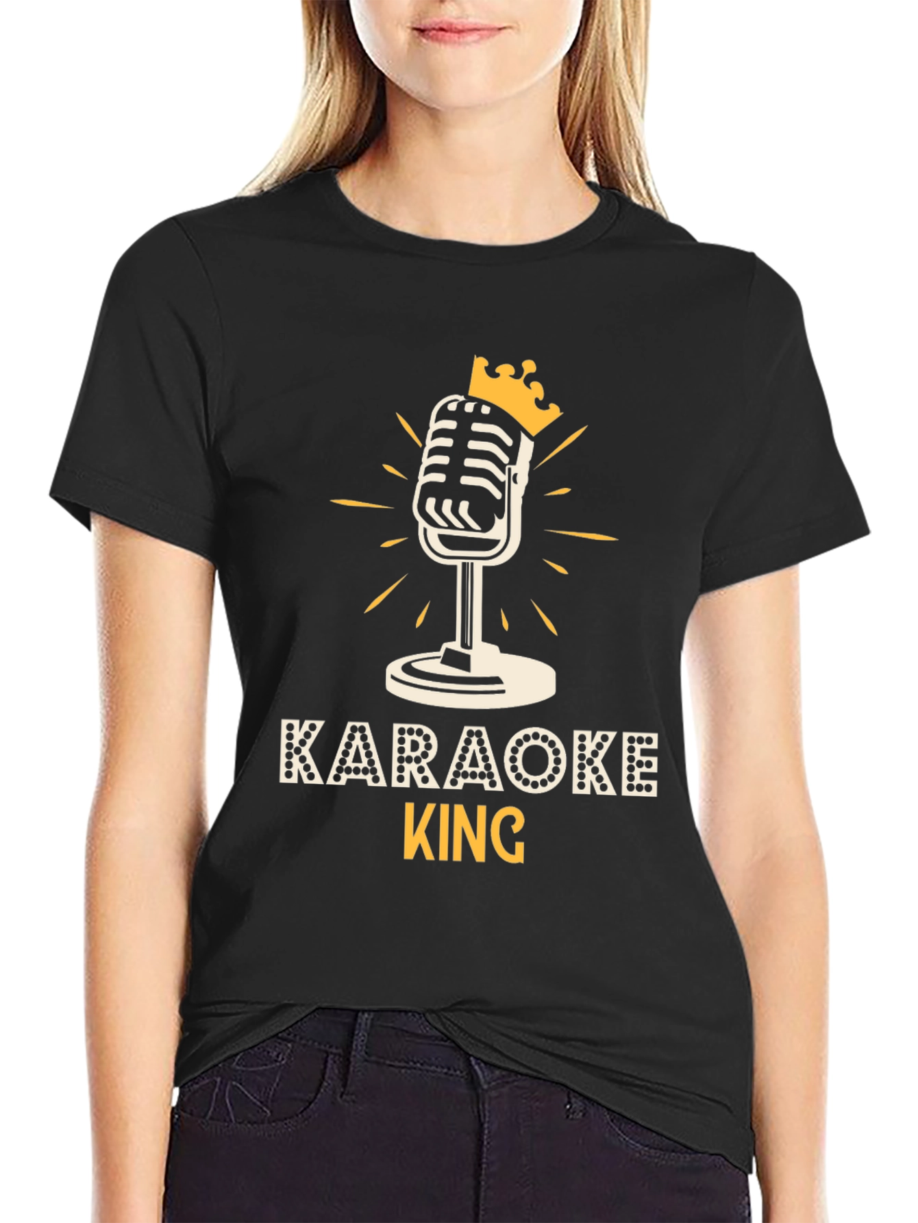 Karaoke King T-Shirt: Microphone Crown Graphic Tee