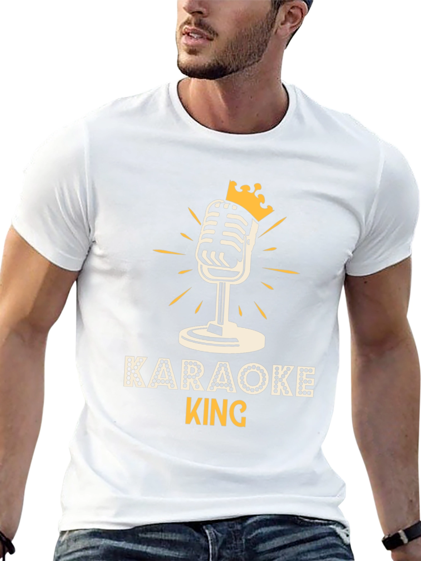 Karaoke King T-Shirt: Microphone Crown Graphic Tee