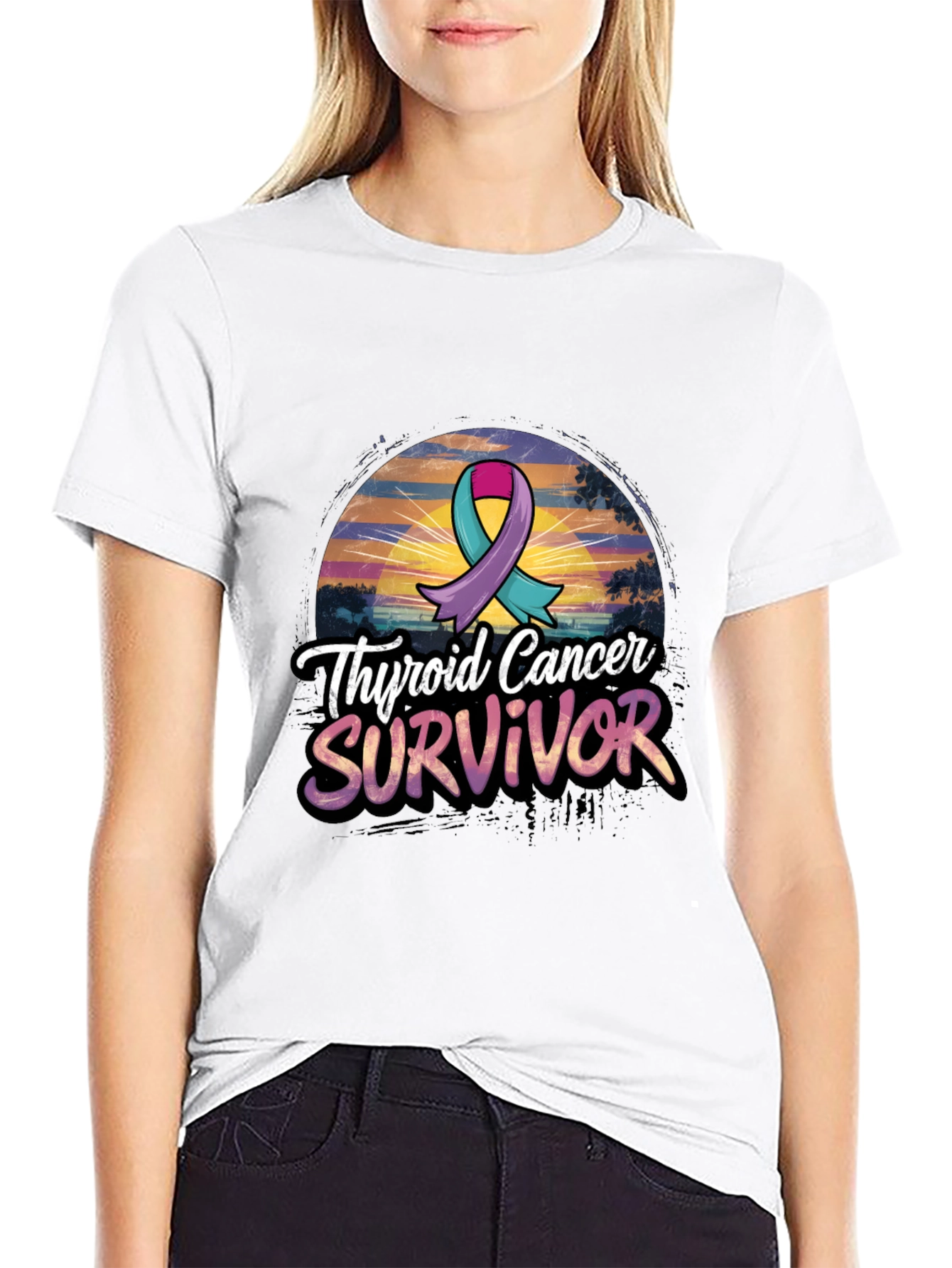 Thyroid Cancer Survivor Ribbon Graphic Tee