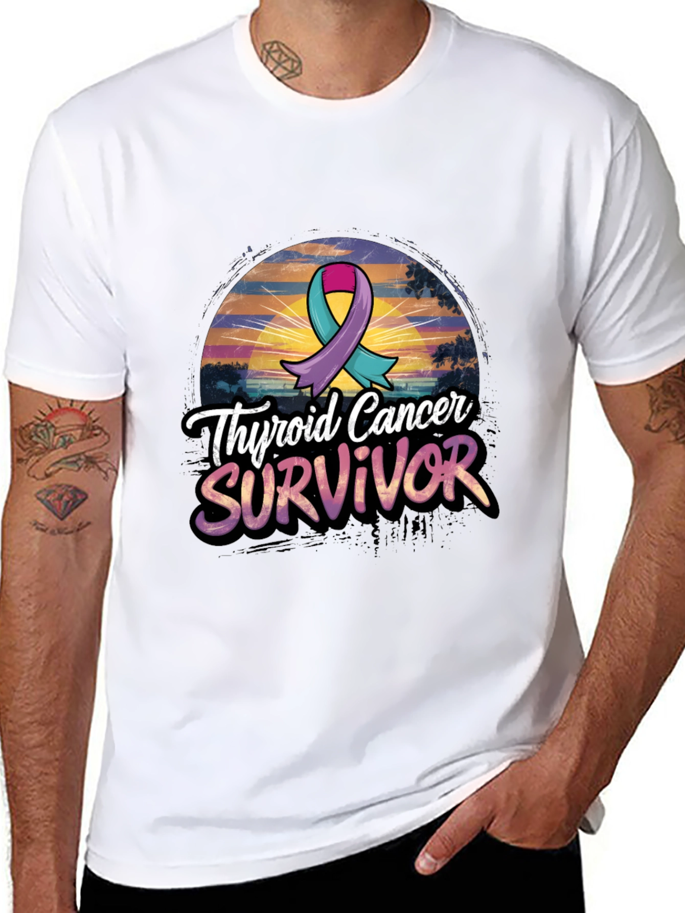 Thyroid Cancer Survivor Ribbon Graphic Tee