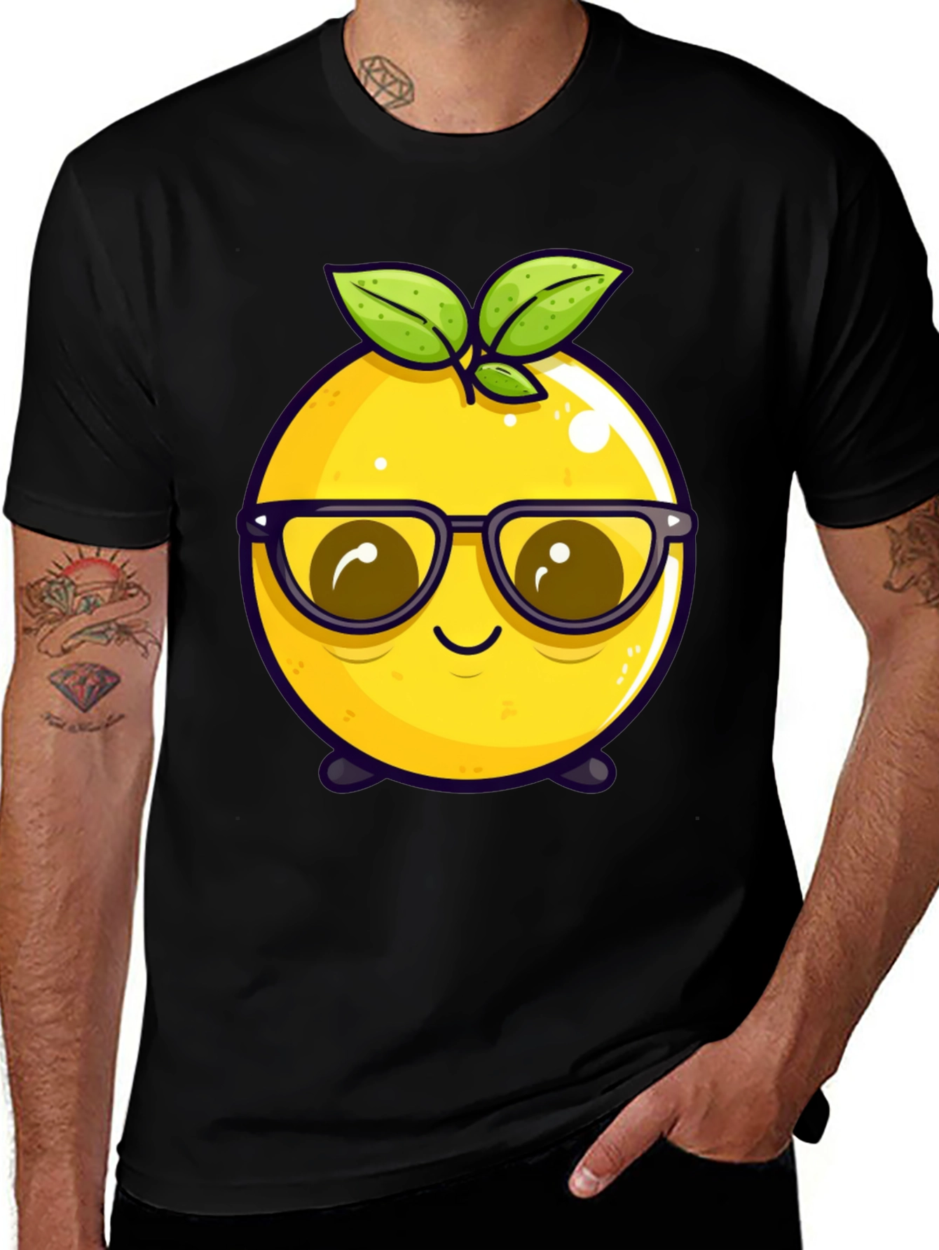 Funny Fruit Character T-Shirt - Nerdy Lemon Tee