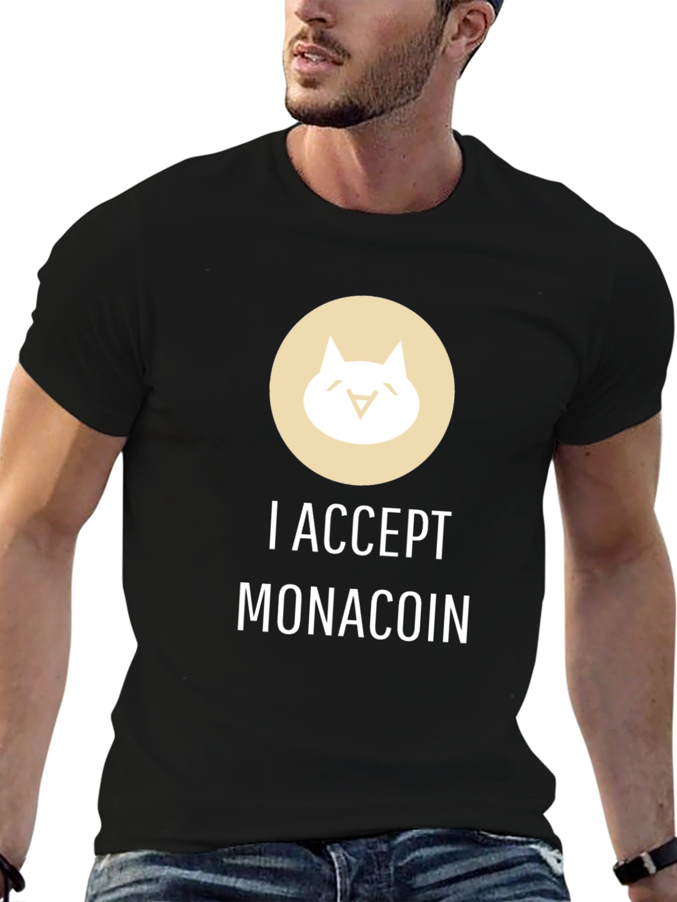I Accept Monacoin Black T-Shirt