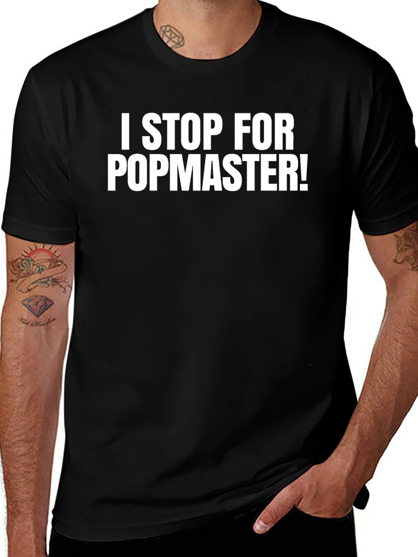 I Stop For Popmaster! Funny Black T-Shirt