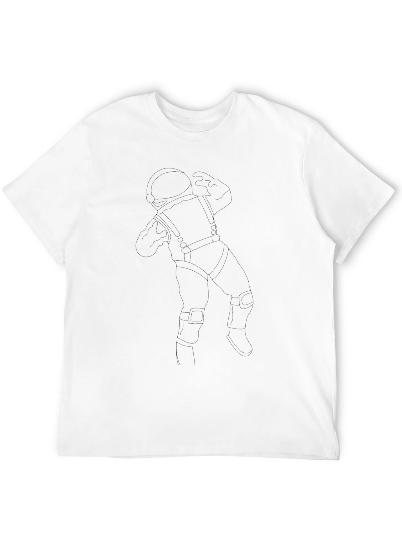 Astronaut Line Art Black T-Shirt