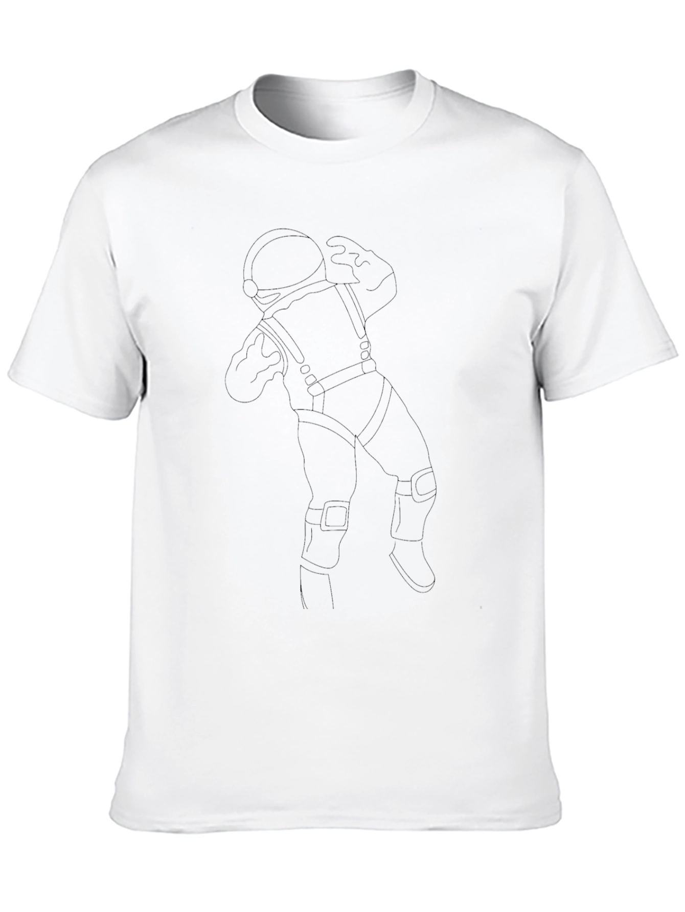 Astronaut Line Art Black T-Shirt