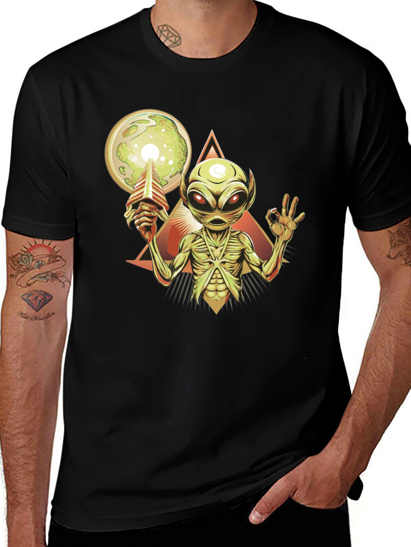 Alien Graphic Tee - Black Cotton Comfort
