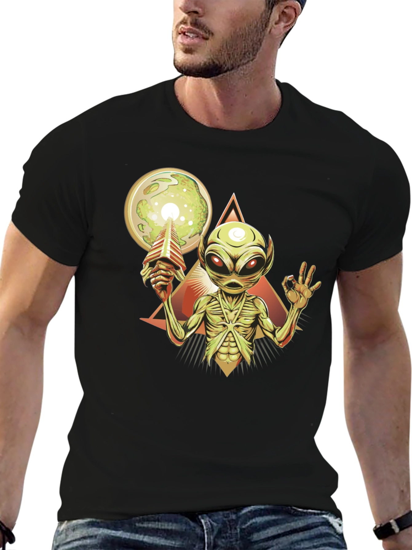 Alien Graphic Tee - Black Cotton Comfort