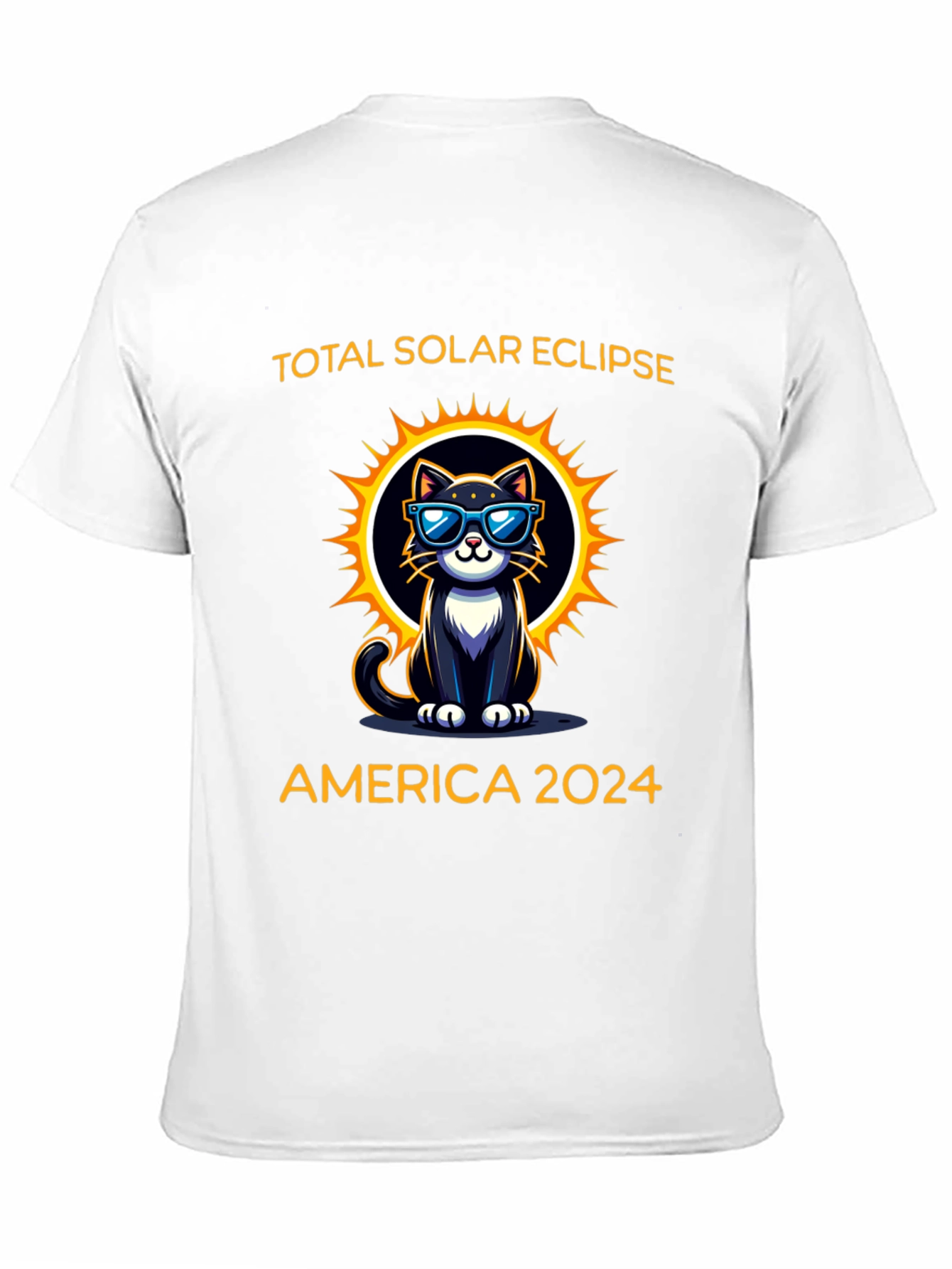 Total Solar Eclipse 2024 Cat Graphic T-Shirt