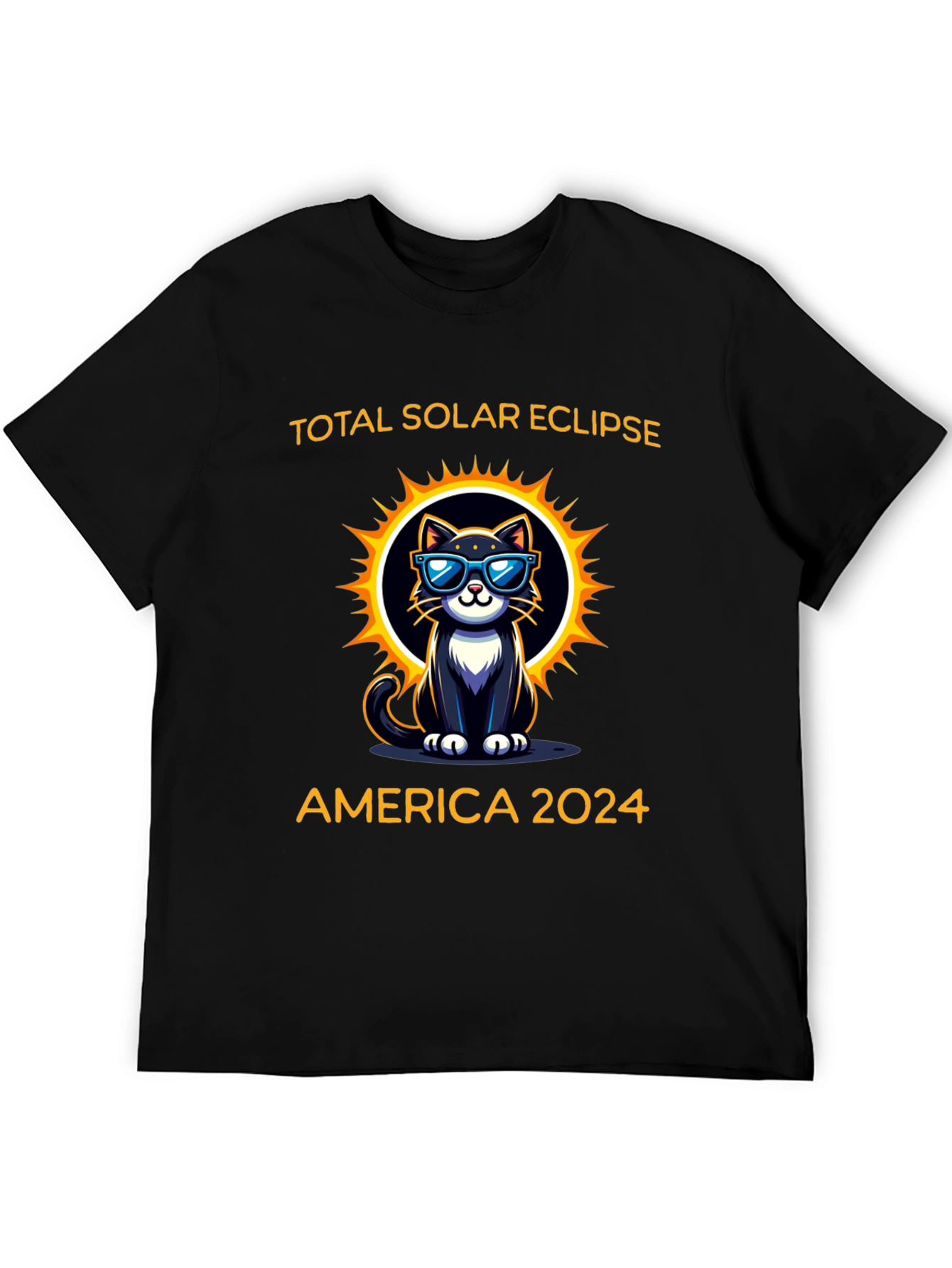 Total Solar Eclipse 2024 Cat Graphic T-Shirt