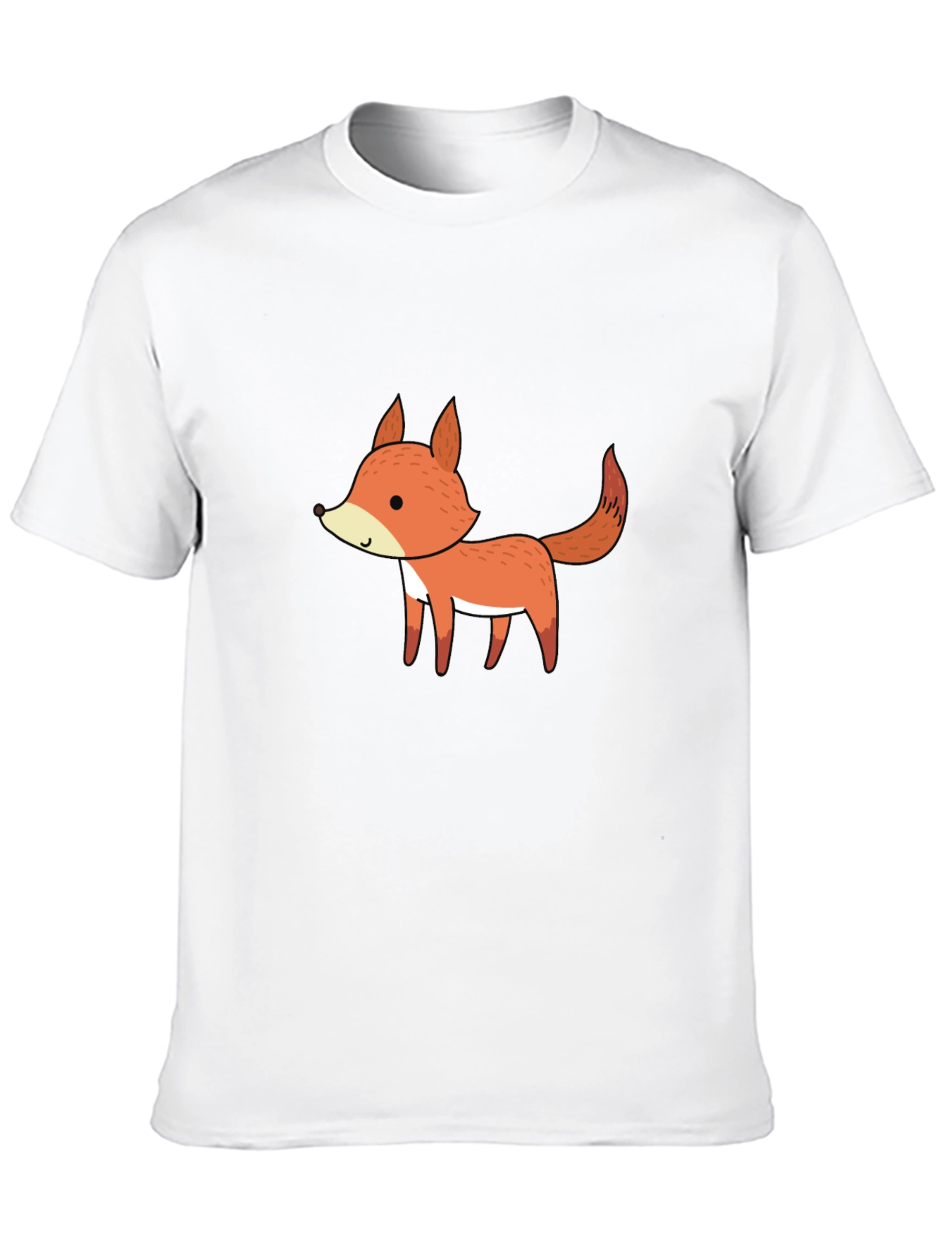 Cute Cartoon Fox Black T-Shirt for Men