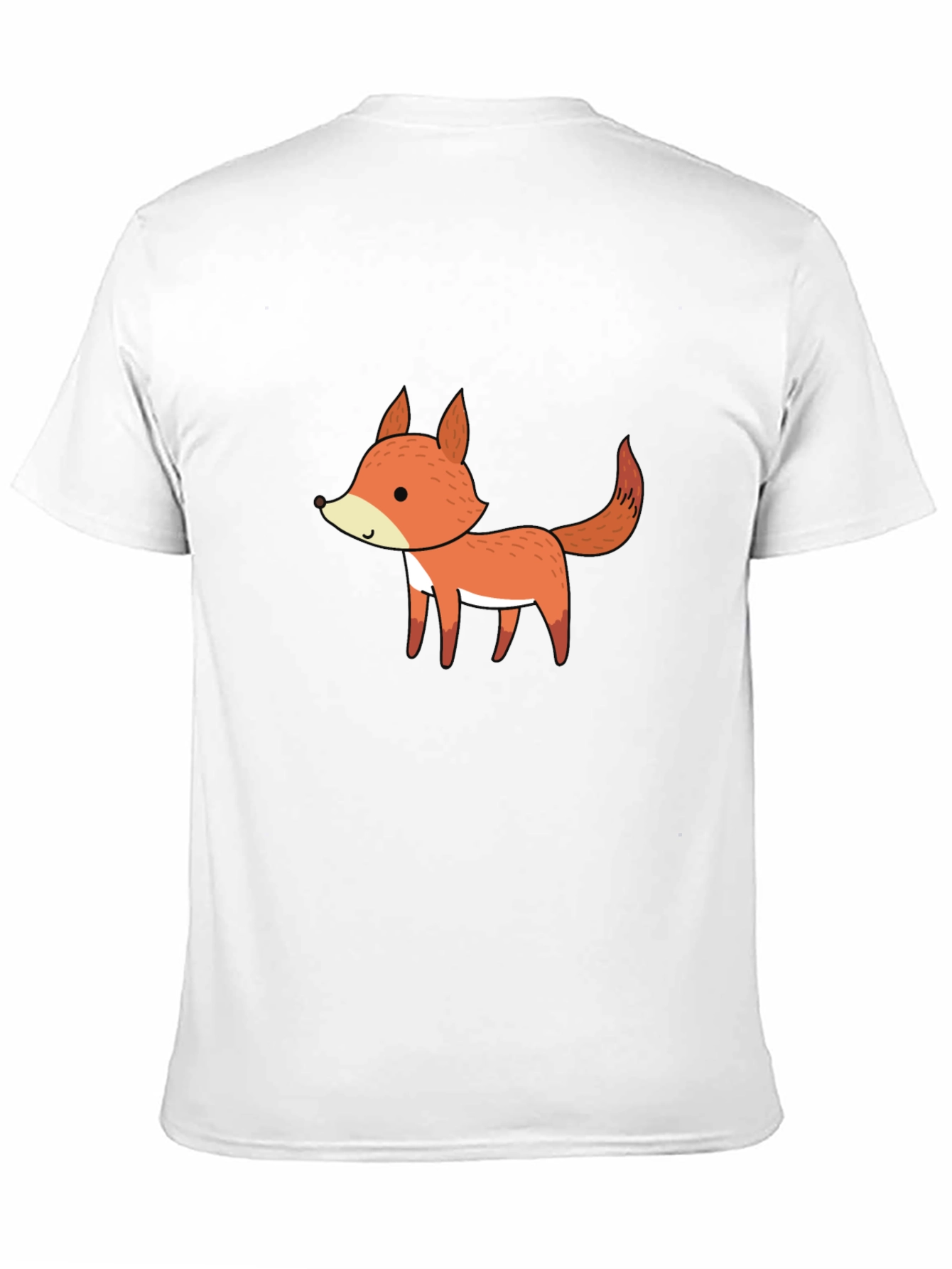 Cute Cartoon Fox Black T-Shirt for Men