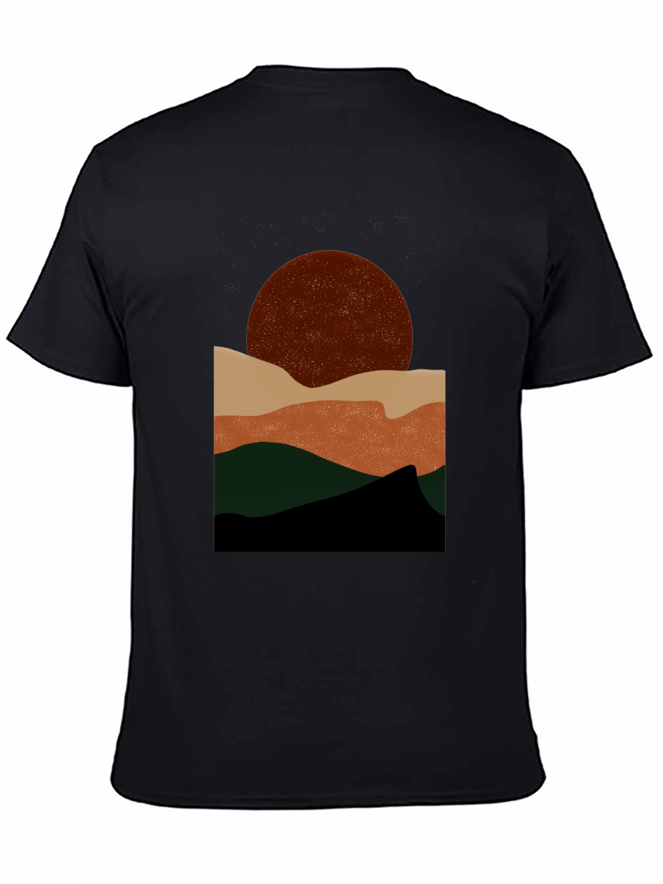 Abstract Mountain Sunset Graphic Tee - Black