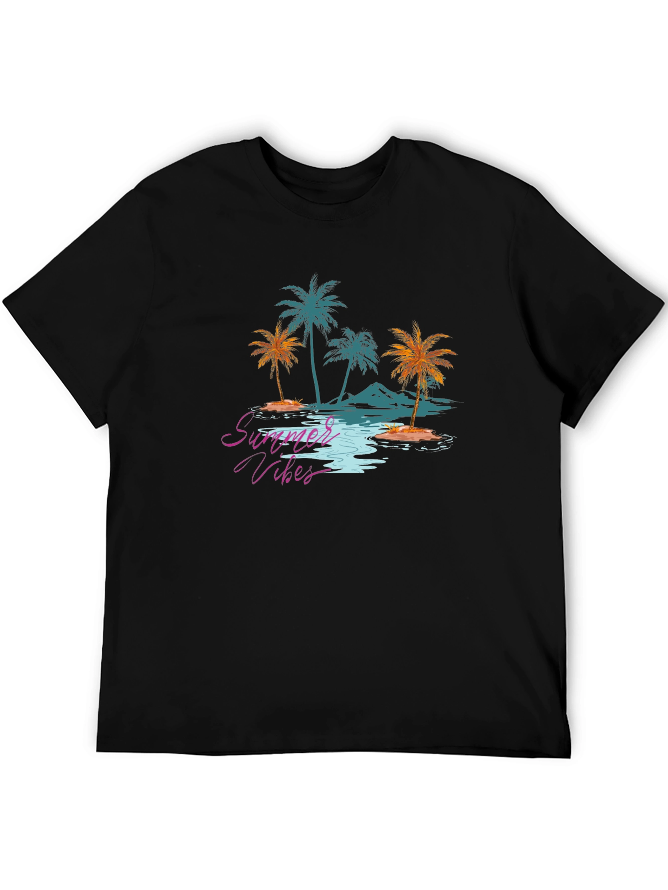 Summer Vibes Graphic Tee - Tropical Palm Tree Design