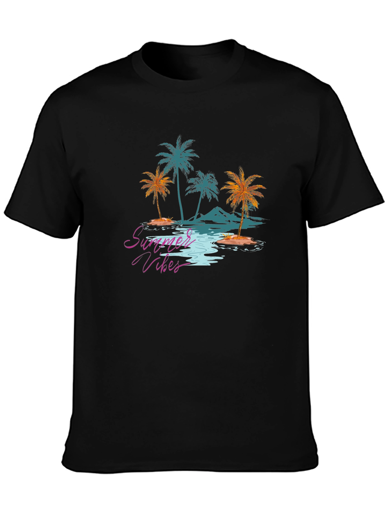 Summer Vibes Graphic Tee - Tropical Palm Tree Design