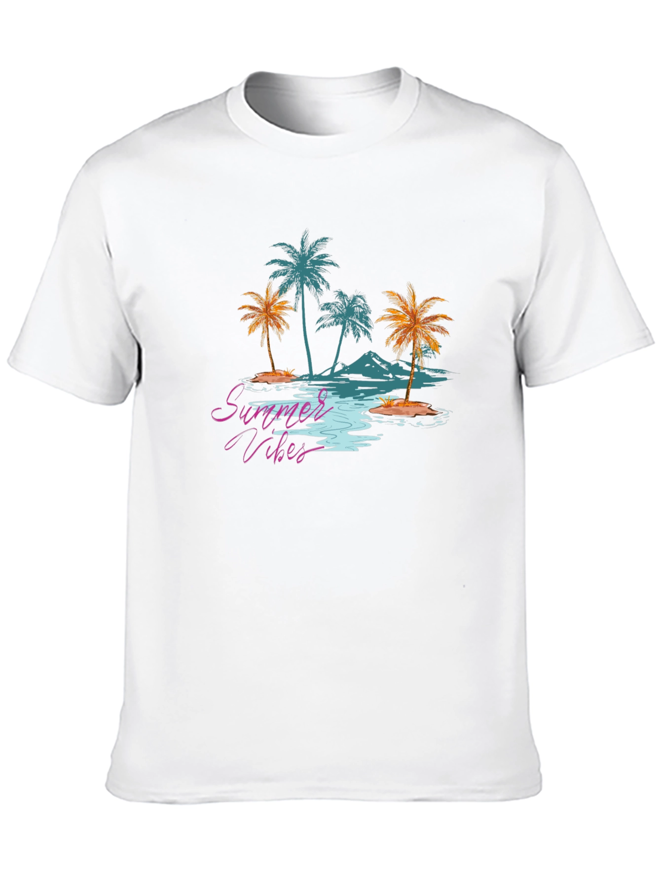 Summer Vibes Graphic Tee - Tropical Palm Tree Design