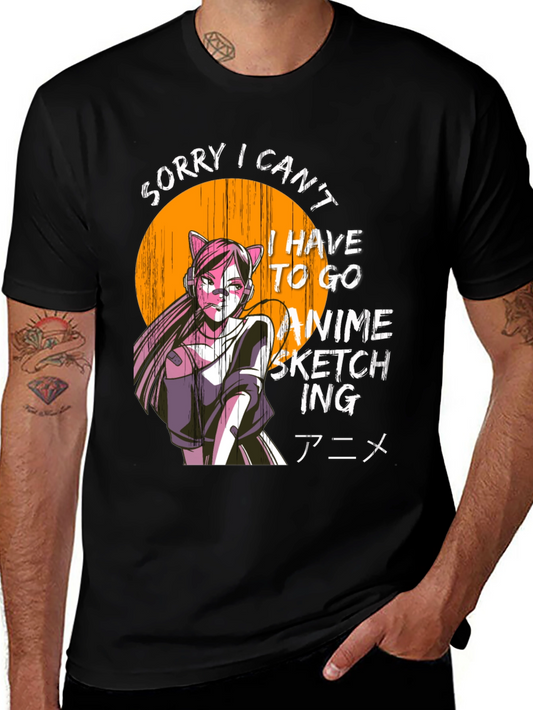 Anime Sketching T-Shirt - Sorry I Cant - Manga Art Tee