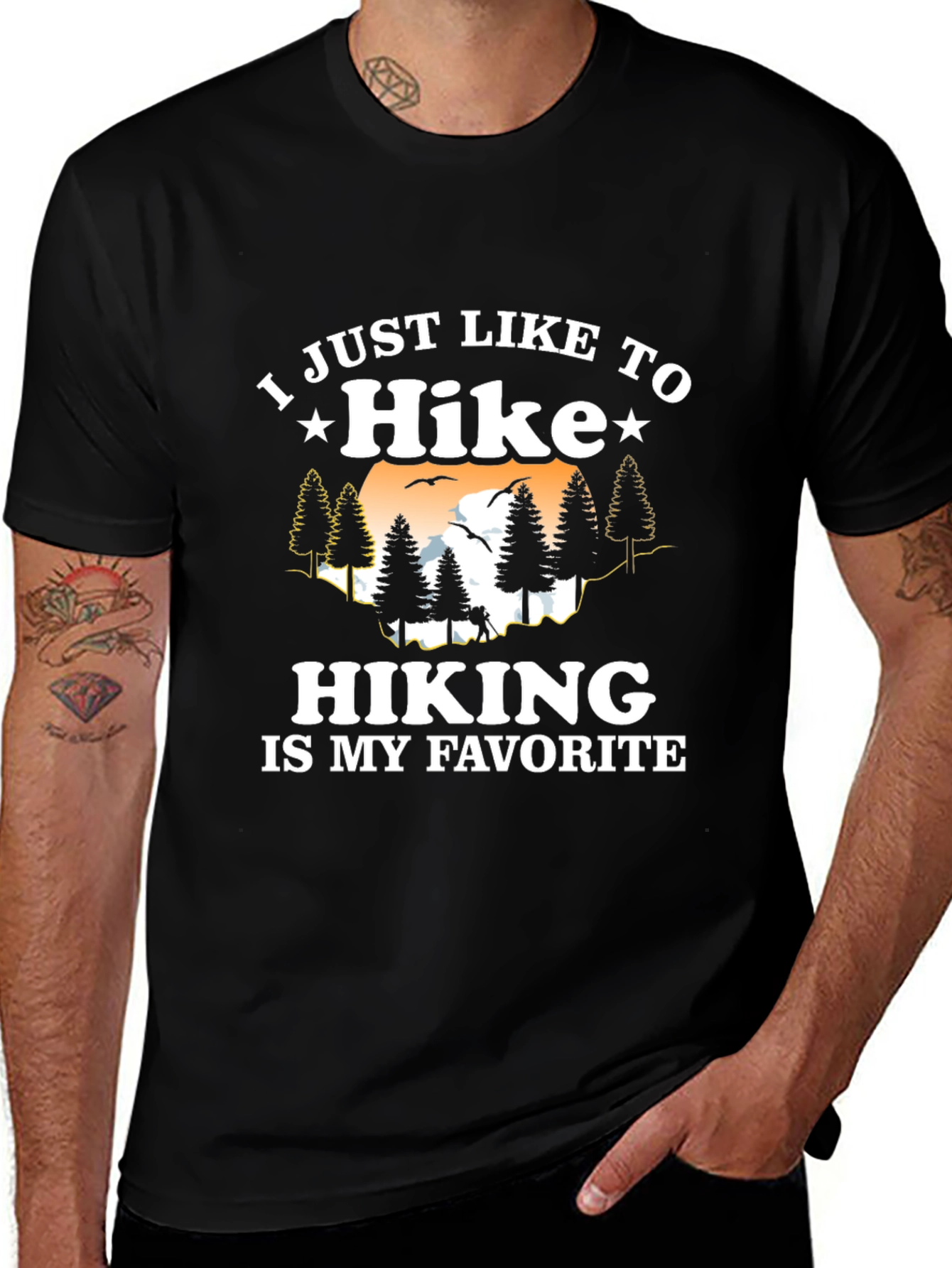 Hike Favorite Black Tee Hiking Graphic