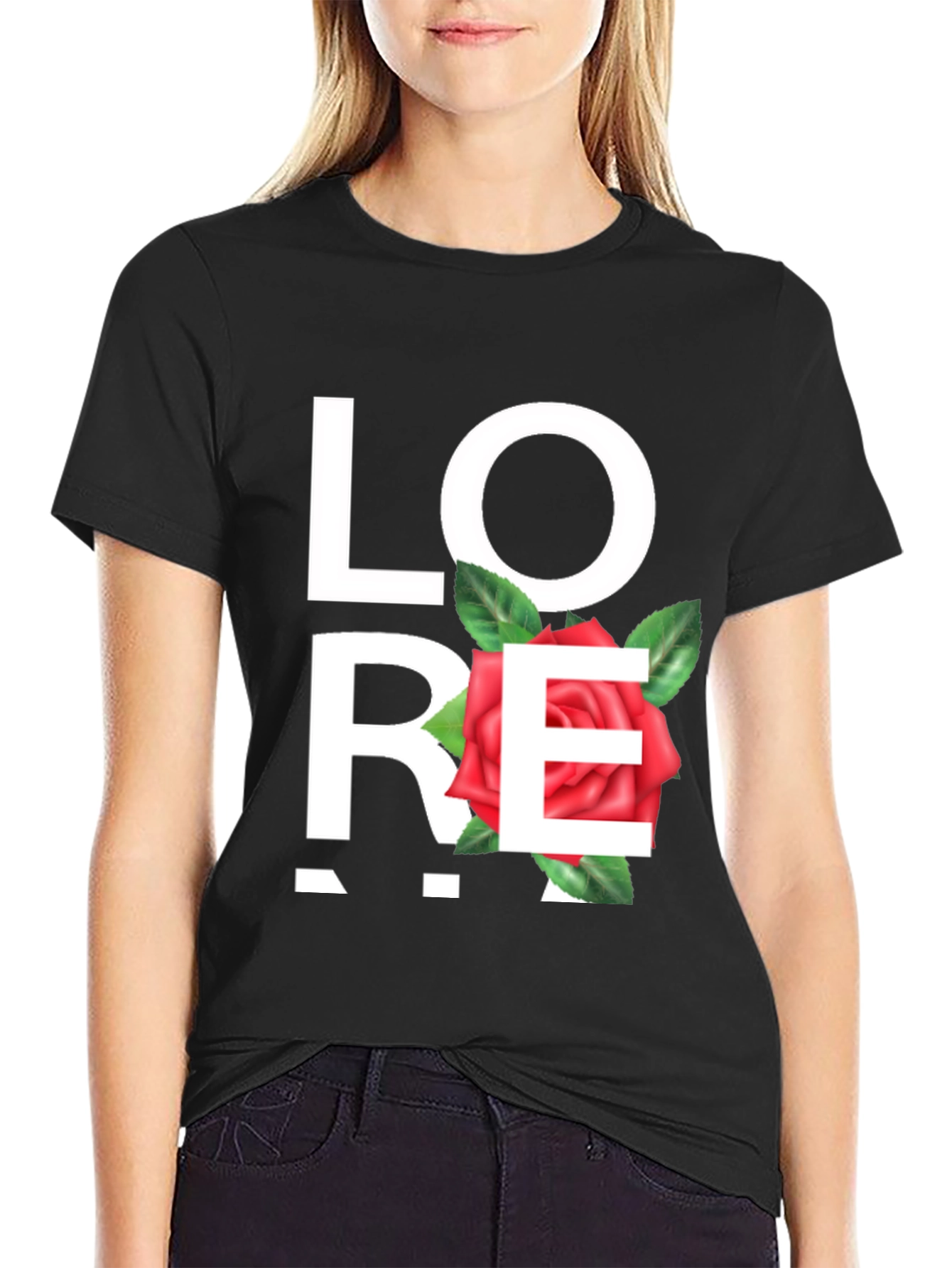 Love Rose Black Graphic Tee