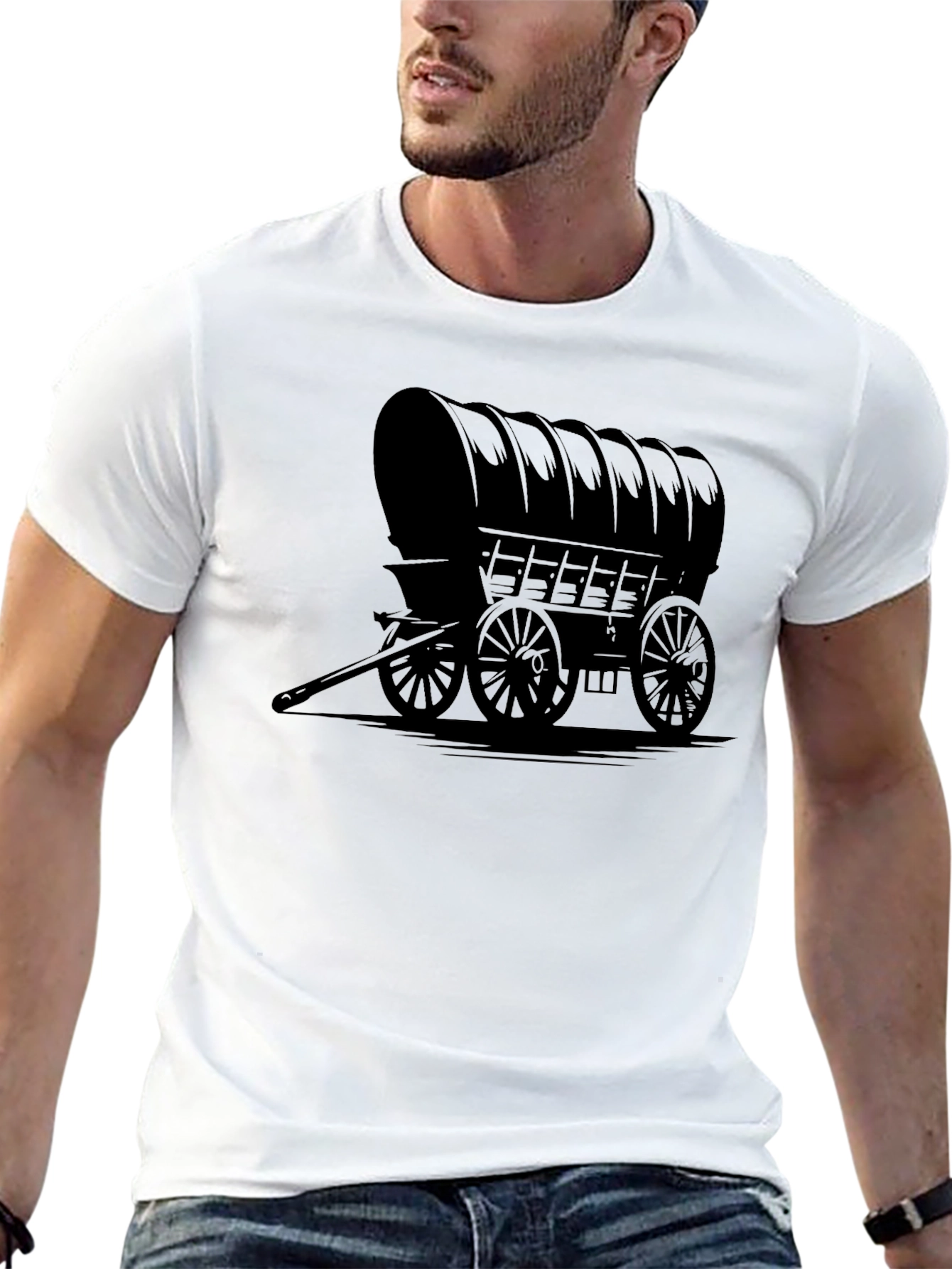 Covered Wagon Graphic Tee - Black