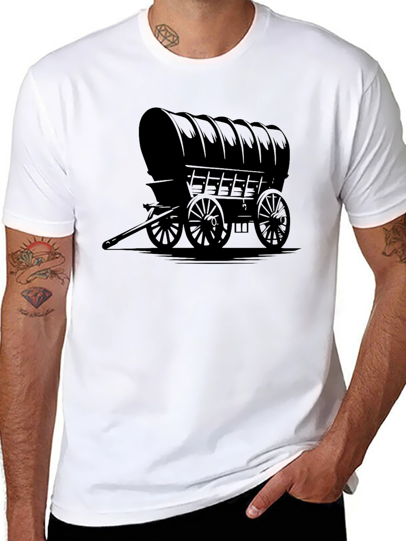 Covered Wagon Graphic Tee - Black