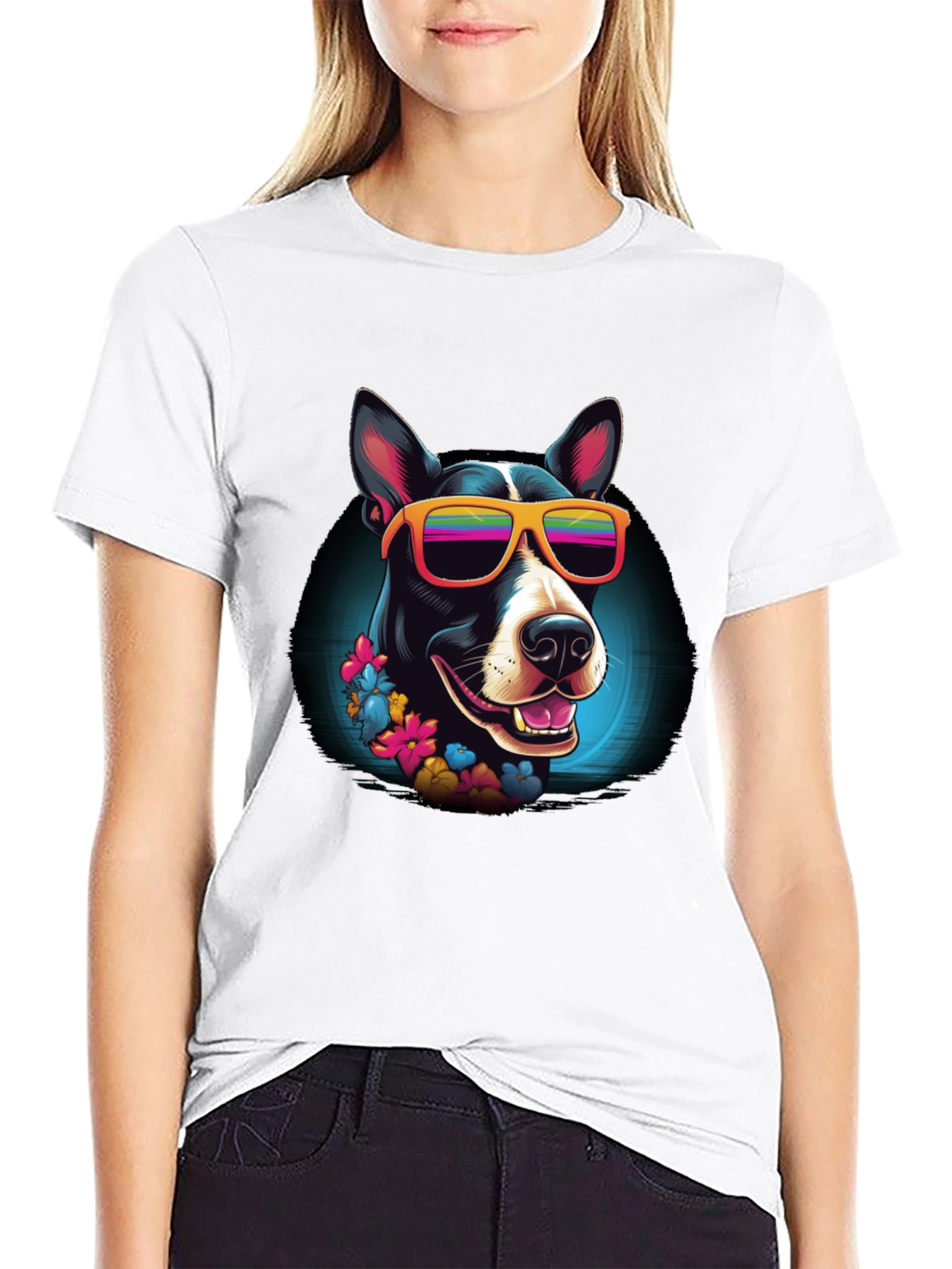 Cool Dog Graphic Tee - Black Cotton T-Shirt
