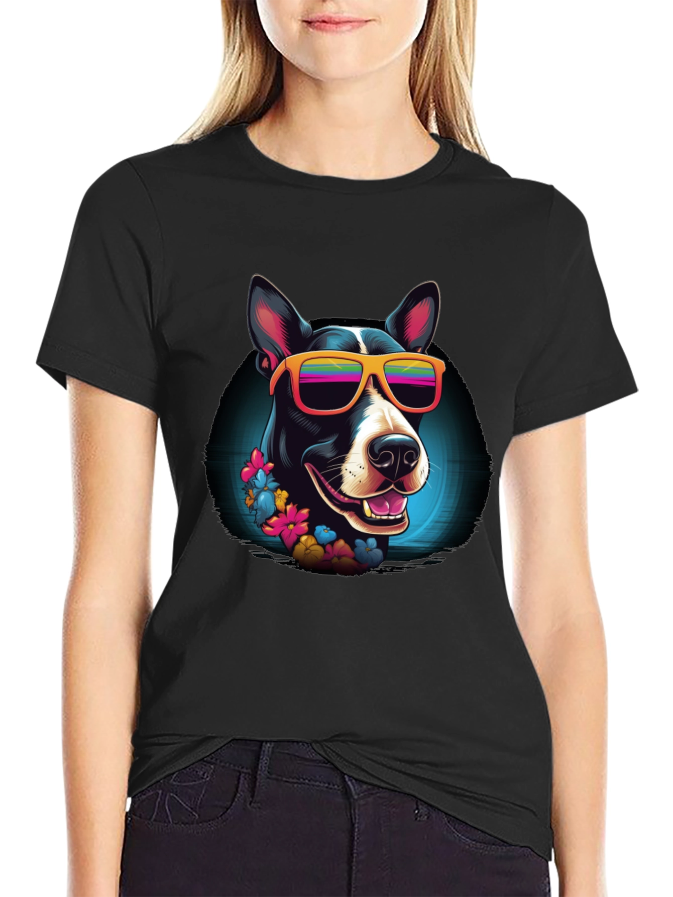 Cool Dog Graphic Tee - Black Cotton T-Shirt