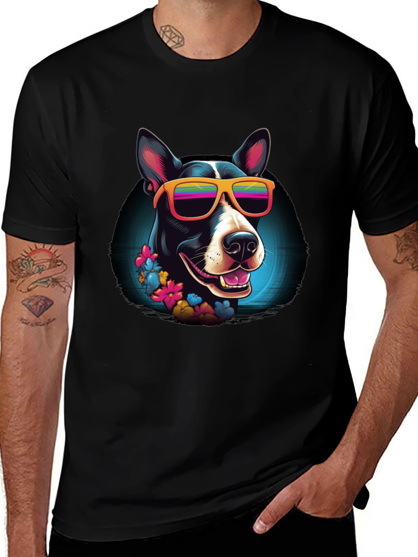 Cool Dog Graphic Tee - Black Cotton T-Shirt