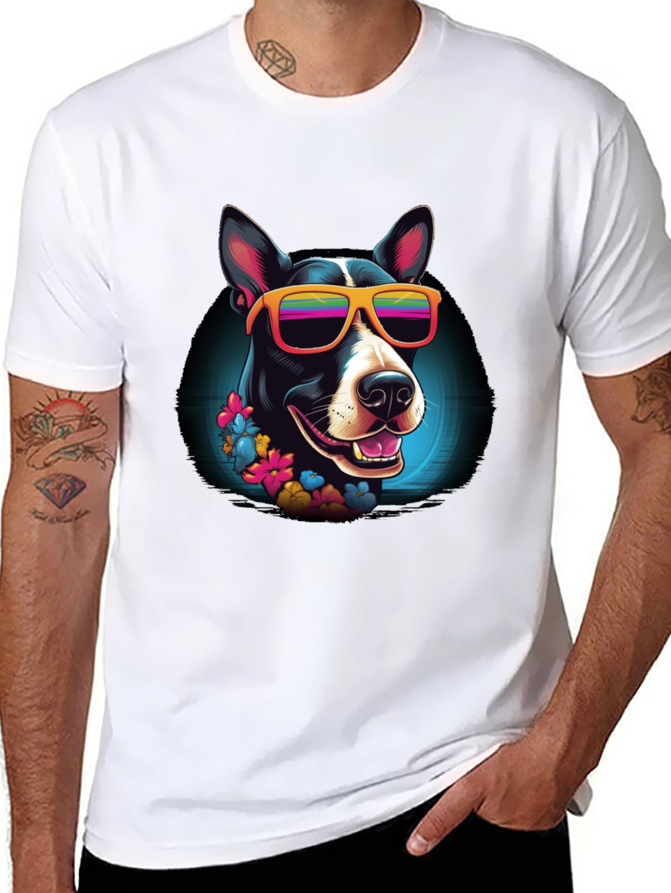 Cool Dog Graphic Tee - Black Cotton T-Shirt