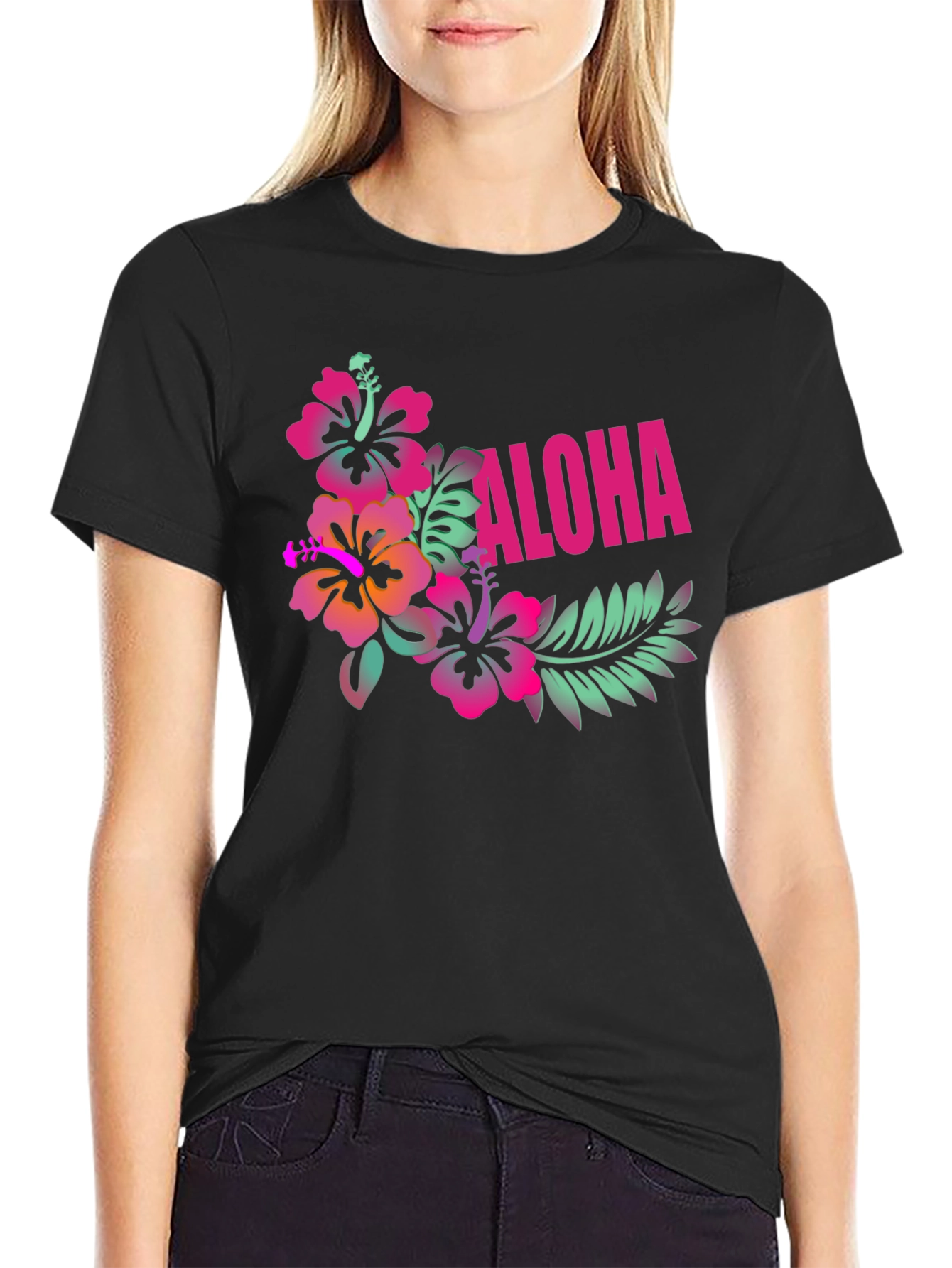 Aloha Floral Graphic Black T-Shirt