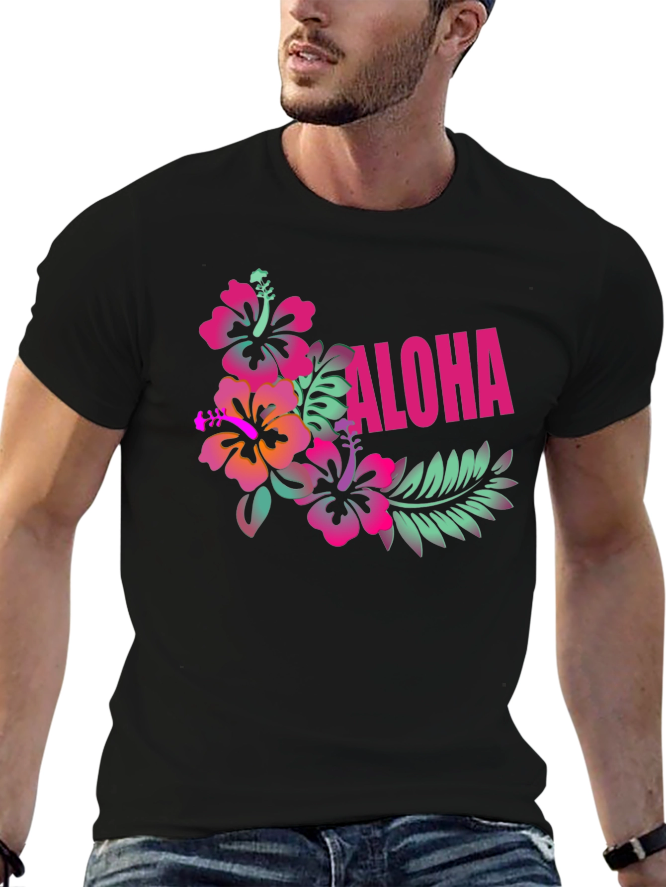 Aloha Floral Graphic Black T-Shirt