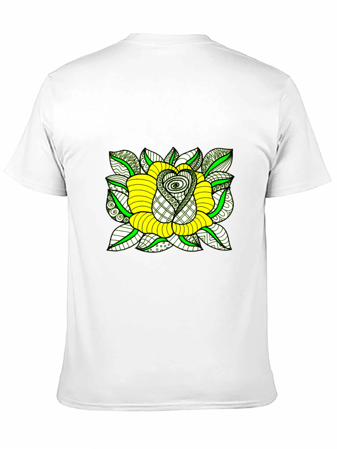 Black T-Shirt with Yellow Rose Graphic