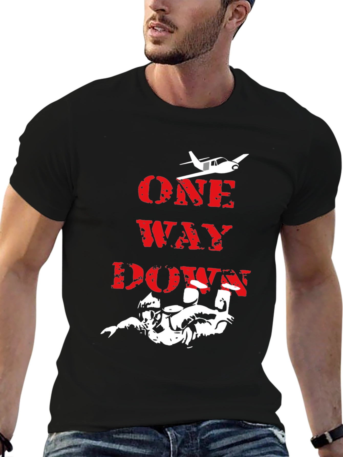 One Way Down Skydiving T-Shirt