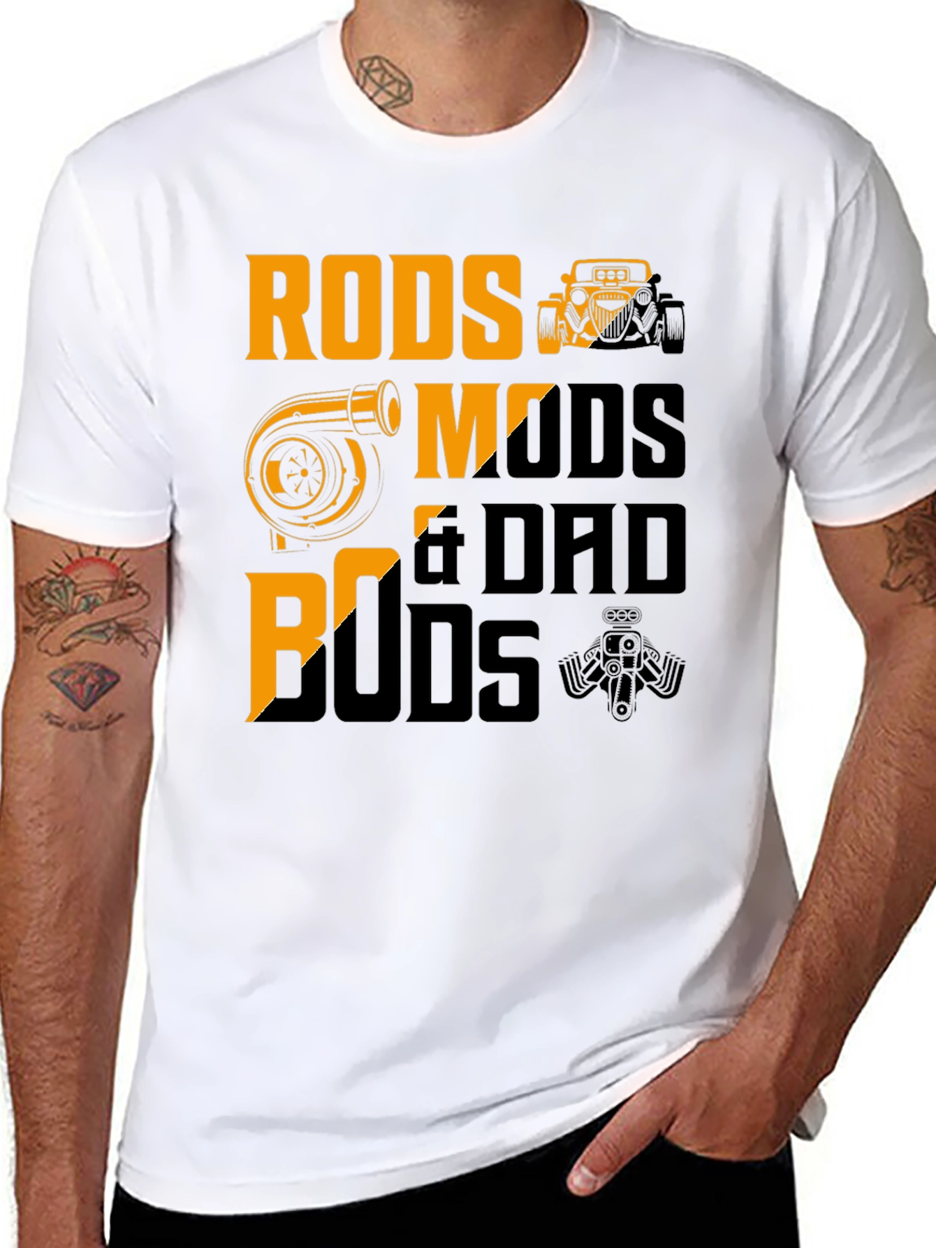 Rods Mods & Dad Bods Black Graphic Tee