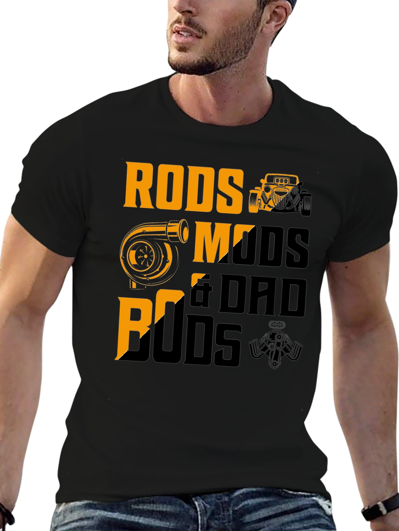 Rods Mods & Dad Bods Black Graphic Tee