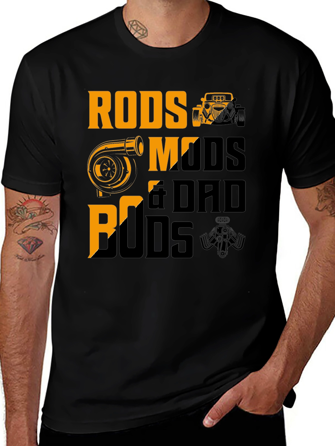 Rods Mods & Dad Bods Black Graphic Tee