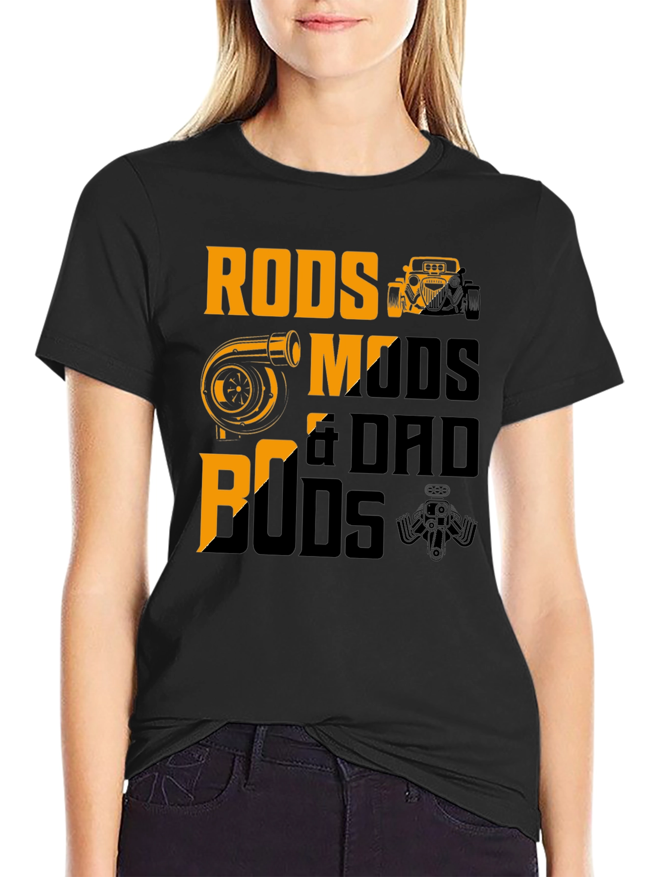 Rods Mods & Dad Bods Black Graphic Tee