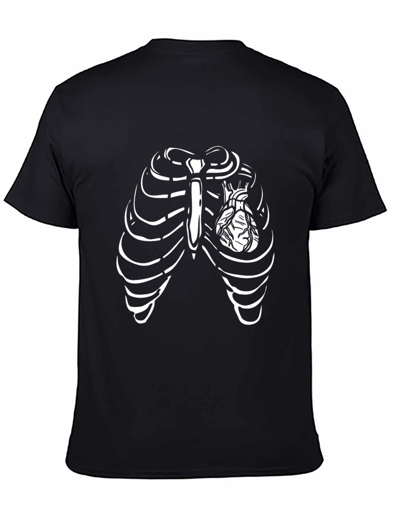 Rib Cage Heart Graphic Tee - Black Casual T-Shirt