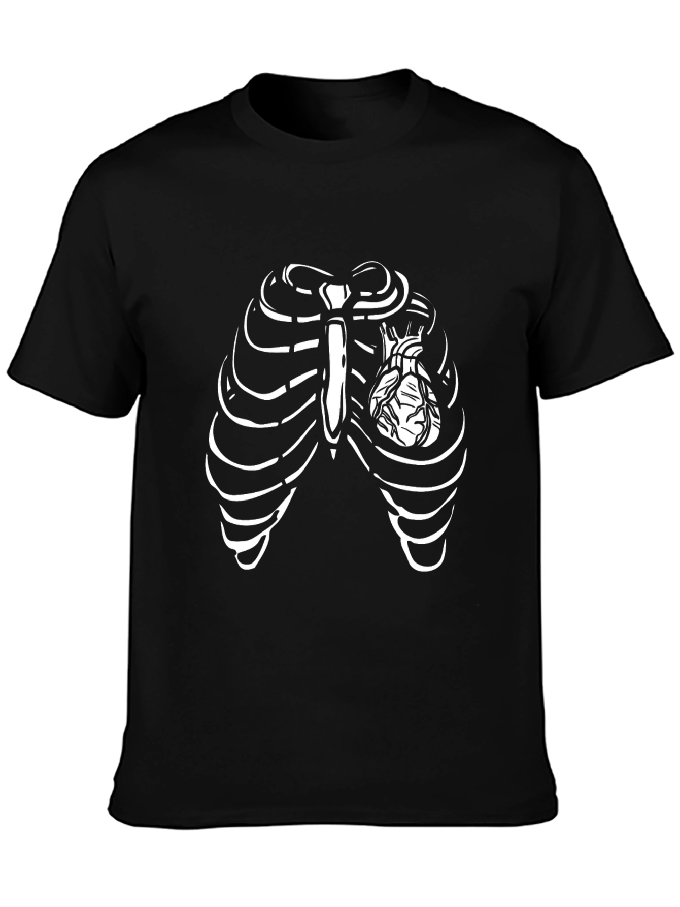Rib Cage Heart Graphic Tee - Black Casual T-Shirt