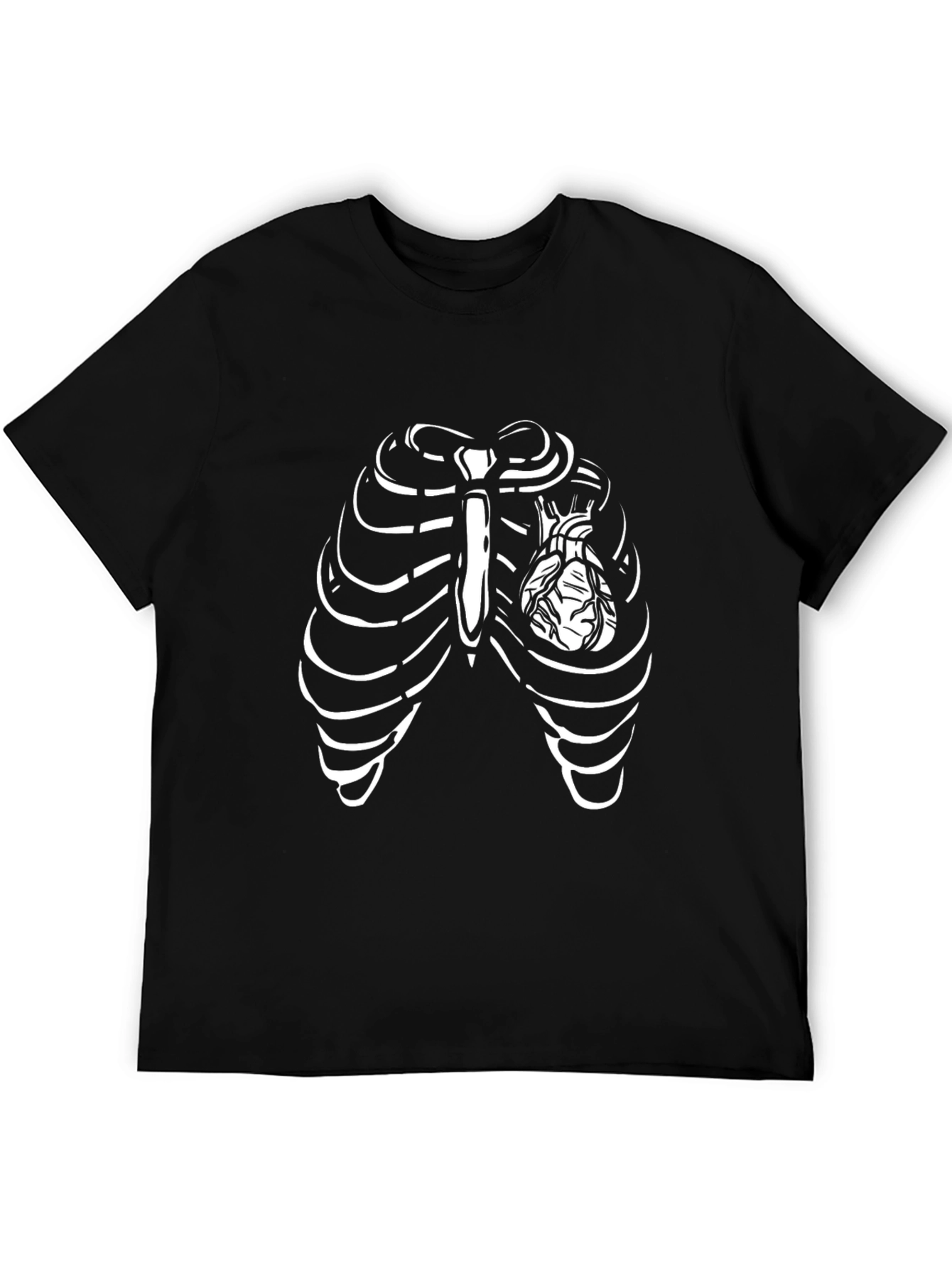 Rib Cage Heart Graphic Tee - Black Casual T-Shirt