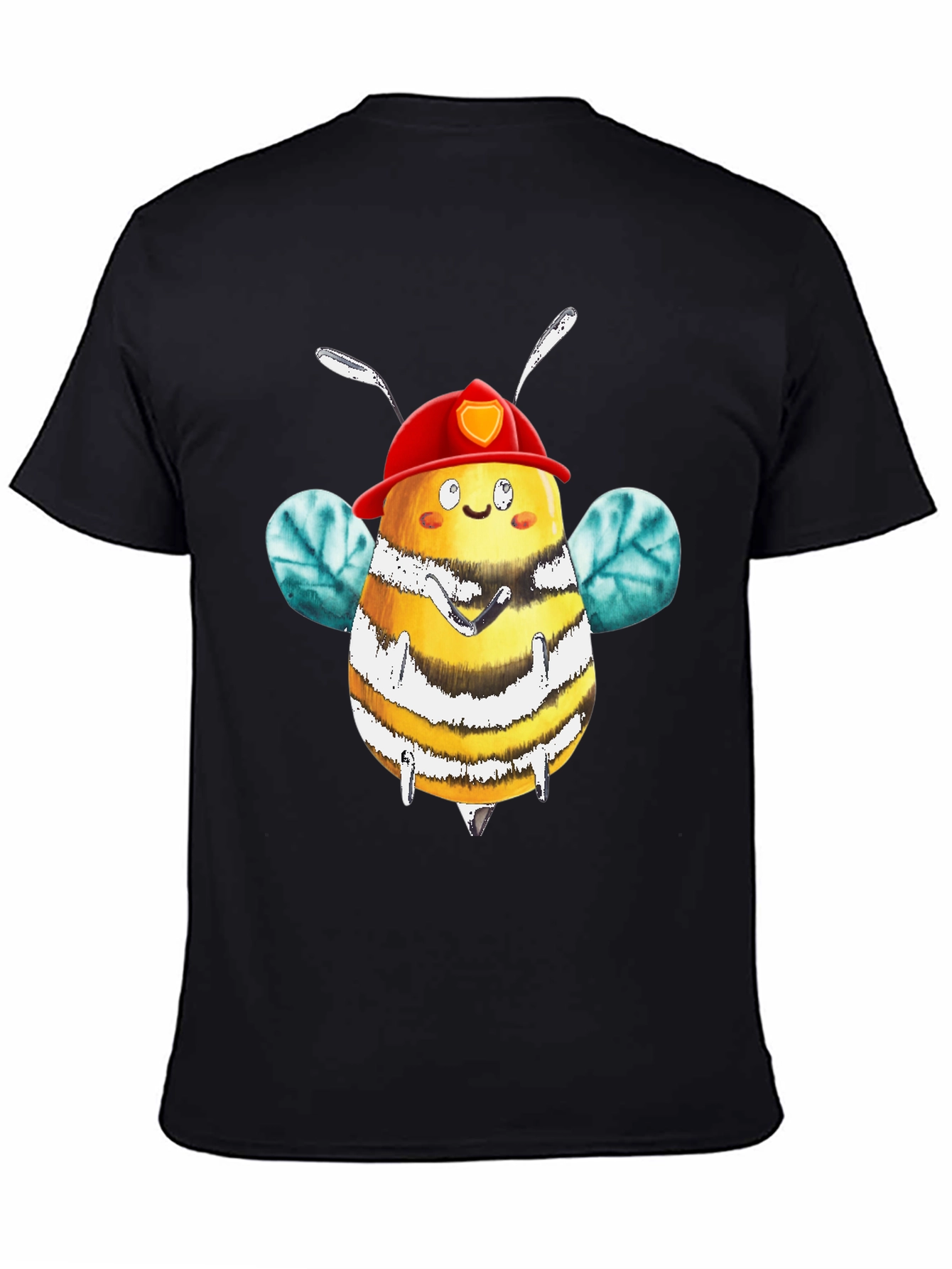 Firefighter Bee Graphic Tee - Black Cotton Shirt