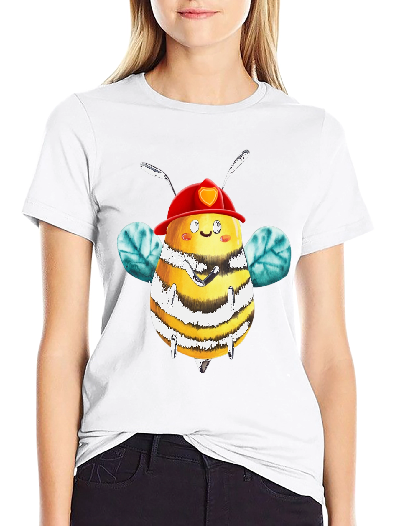 Firefighter Bee Graphic Tee - Black Cotton Shirt