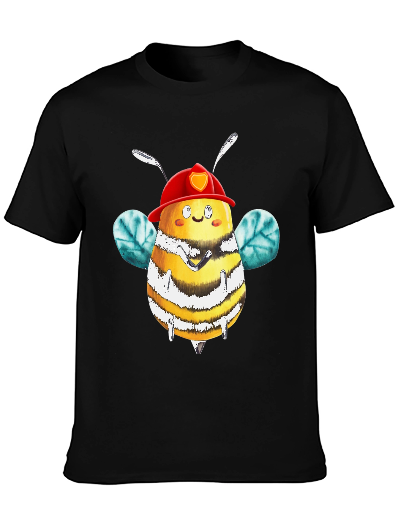 Firefighter Bee Graphic Tee - Black Cotton Shirt