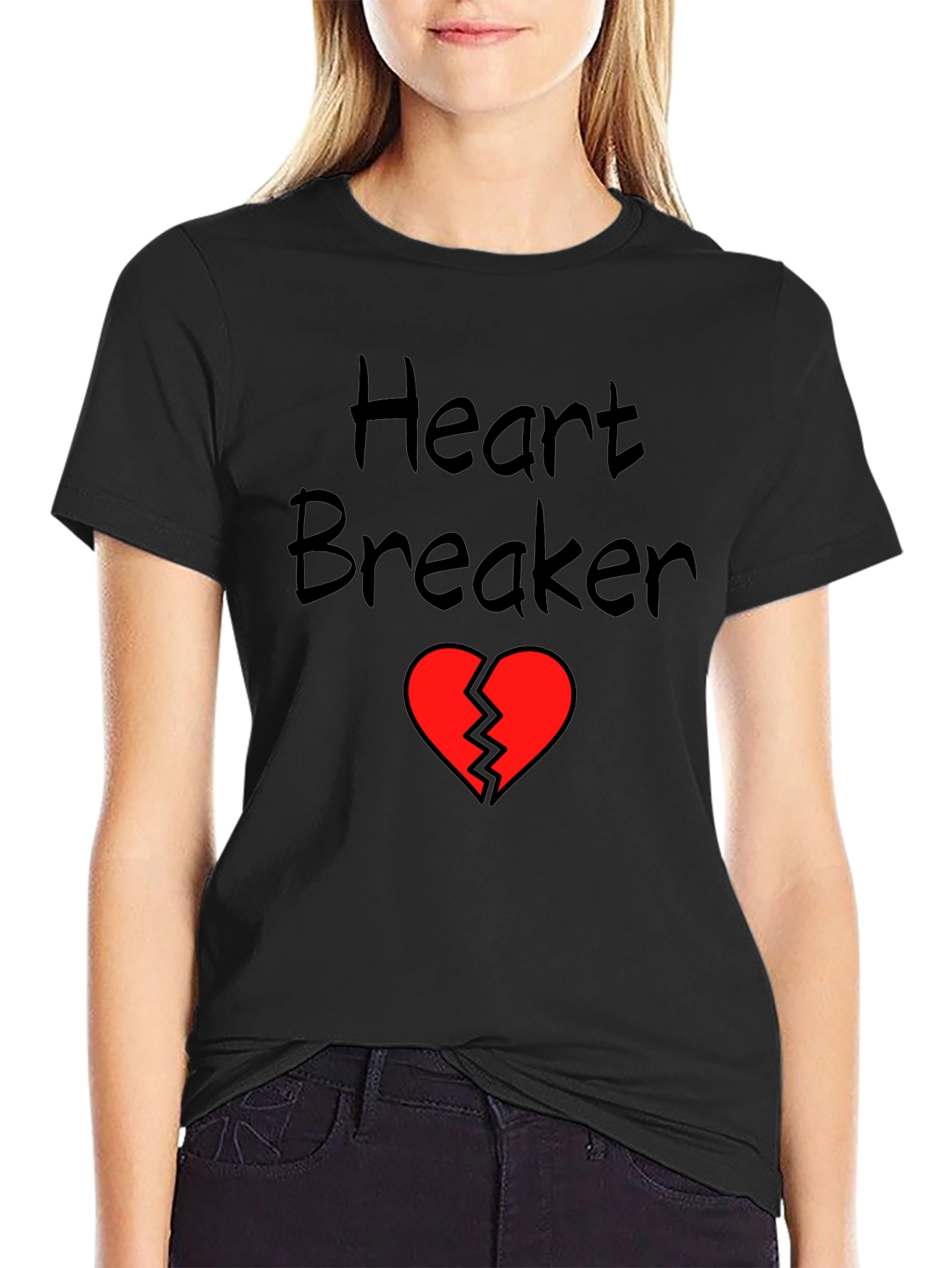Heart Breaker Graphic Tee - Black Cotton Shirt