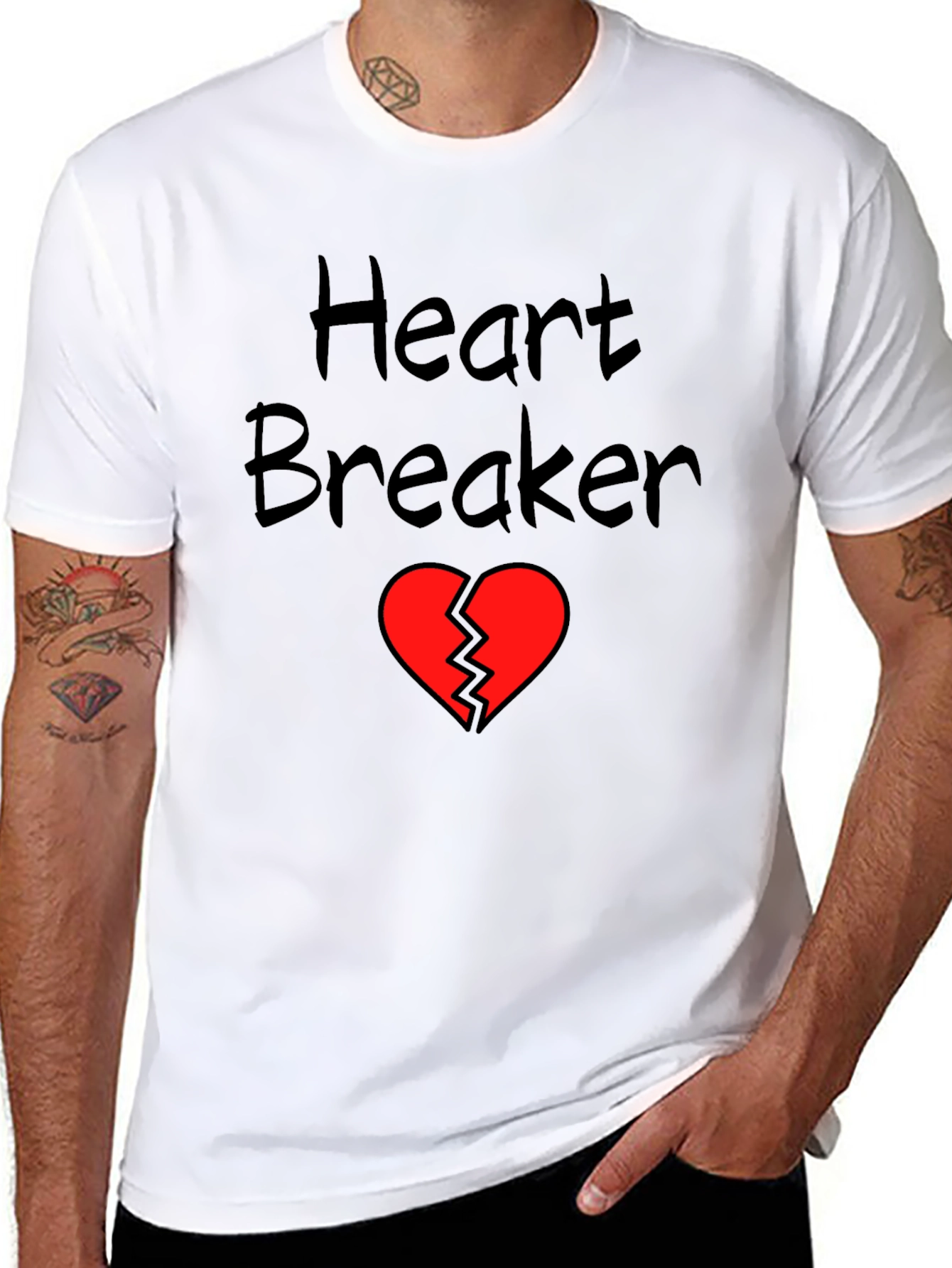 Heart Breaker Graphic Tee - Black Cotton Shirt