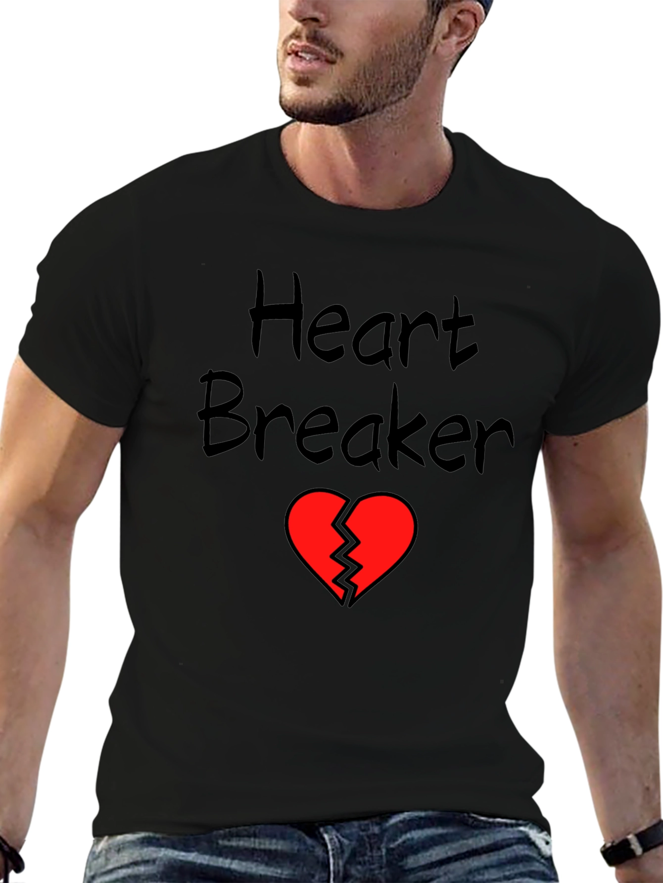 Heart Breaker Graphic Tee - Black Cotton Shirt